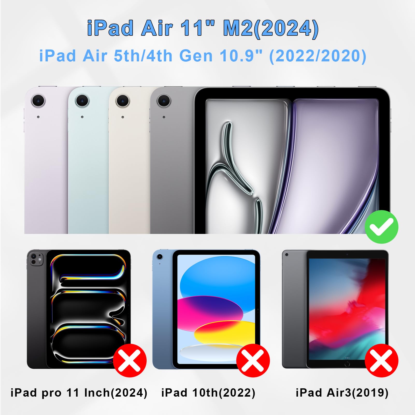 Sevrok Ipad Air 11'' M2 (2024)/Air 5Th/4Th Gen 10.9'' Case, Pencil Holder, Soft Leather Trifold Stand, Magnetic Smart Cover With