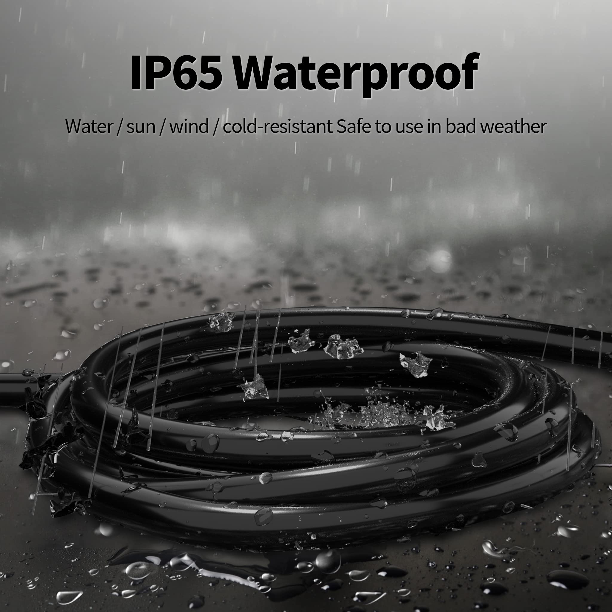 Powgrn 50 Ft 16/3 Black Indoor Outdoor Extension Cord Waterproof, 3 Prong Flexblie Sjtw Cold Weatherproof  50?C Appliance Extens