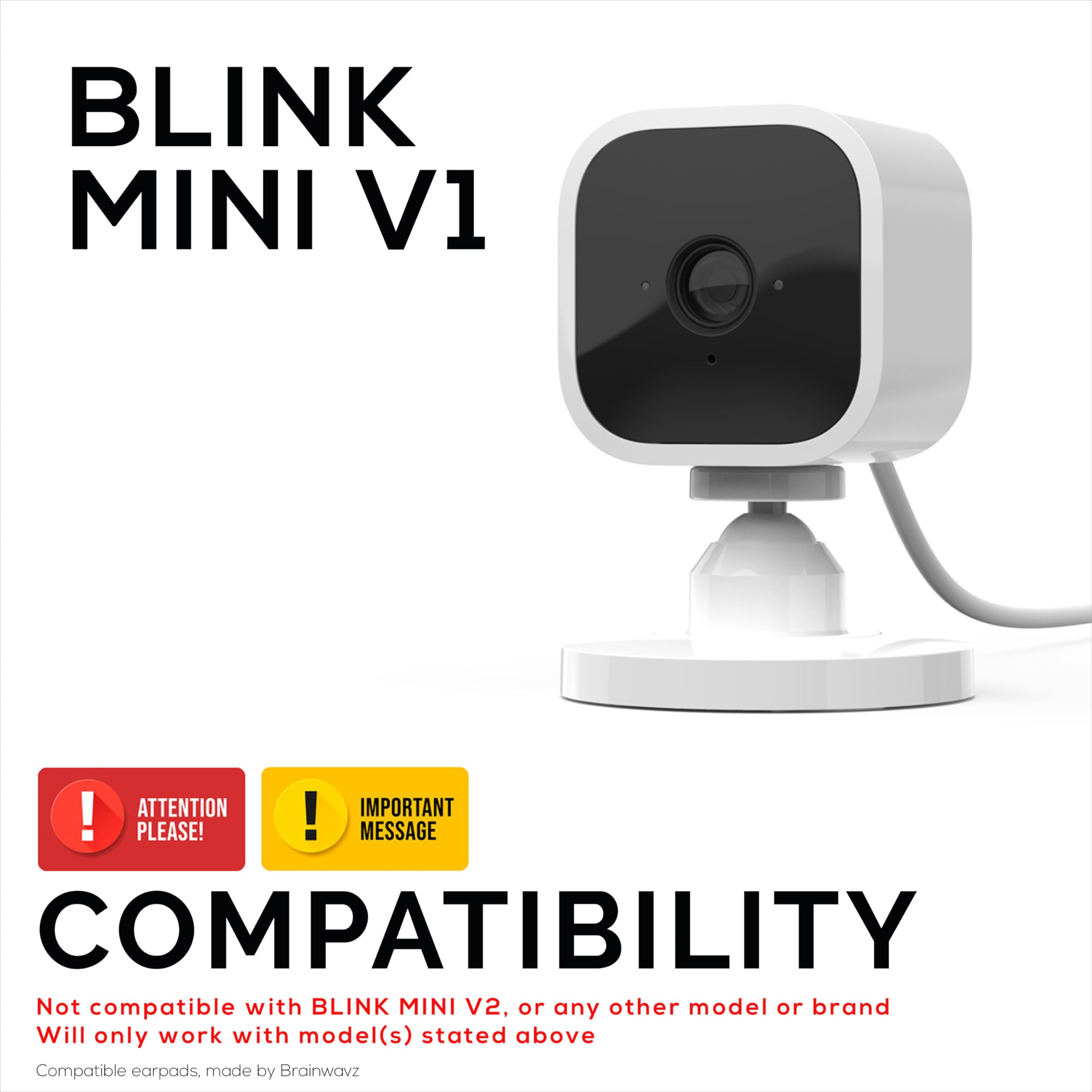 Brainwavz Adhesive Wall Mount For Blink Mini Camera, 2 Pack, No Hassle Holder, Strong 3M Vhb Tape, No Screws, No Mess Install, B