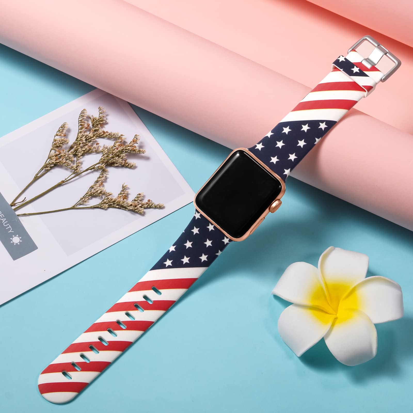 Laffav Compatible With Apple Watch Band 42Mm 41Mm 40Mm 38Mm For Women Men, Soft Silicone Fadeless Pattern Print Wristbands For I