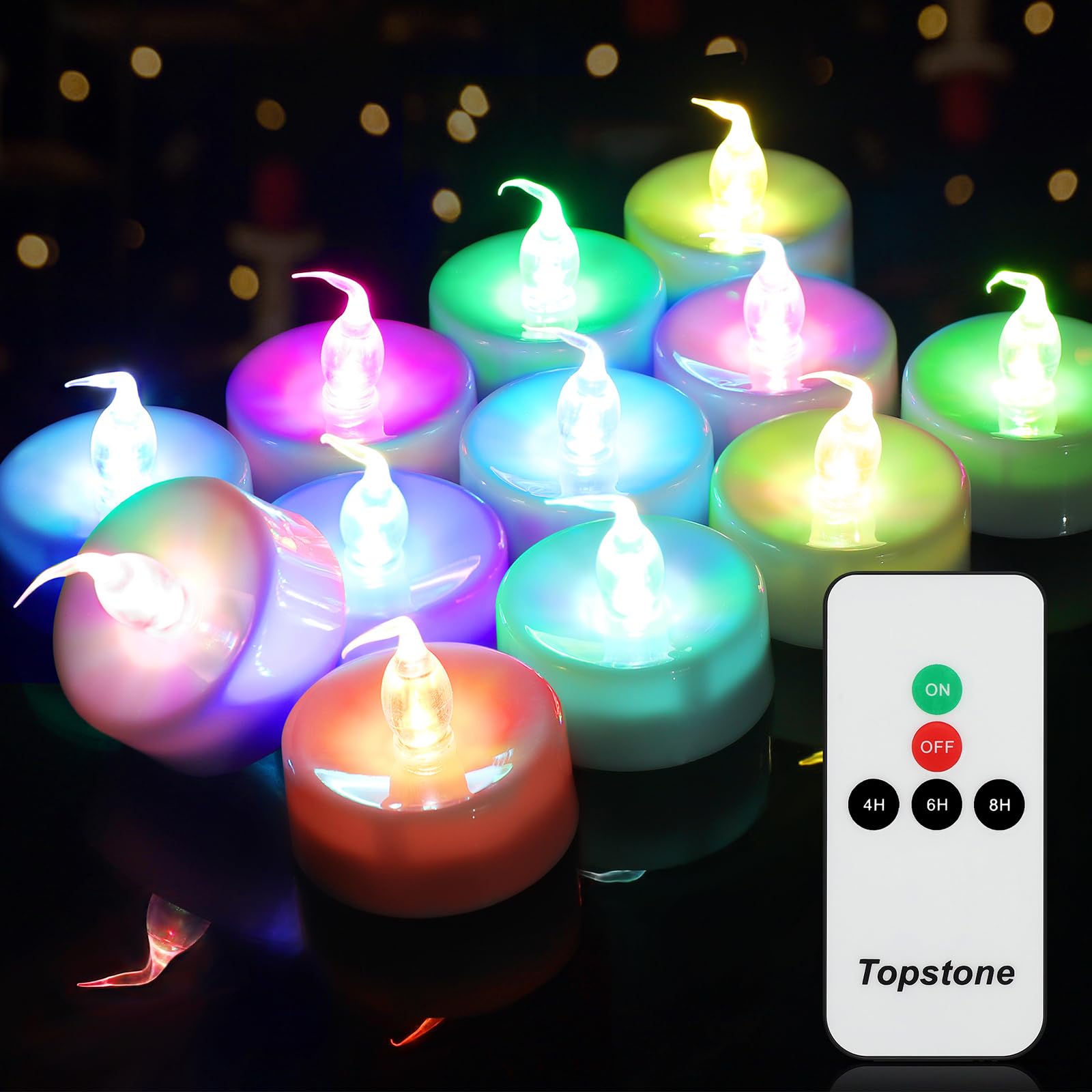 Topstone Color Changing Led Tealight Candles With Remote Control And Timer,Battery Operated Flameless Candle, Votive Candles,Ele