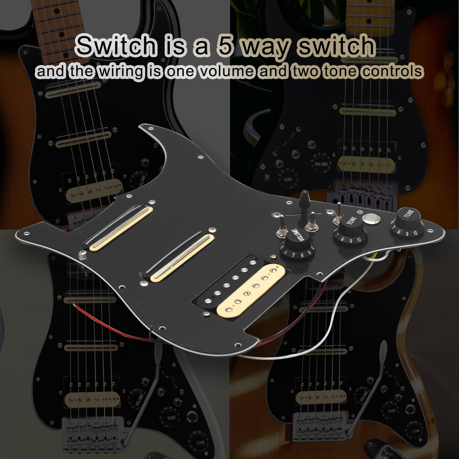 Saphue Ssh Coil Splitting Electric Guitar Pickguard Two Mini Humbucker + One Humbucker(9K/9K/15K)+Silence Switch Loaded Prewired