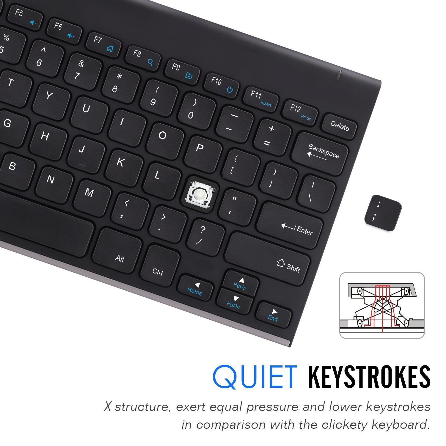 Arteck 2.4G Wireless Keyboard Stainless Steel Ultra Slim Keyboard For Computer/Desktop/Pc/Laptop/Surface/Smart Tv And Windows 11