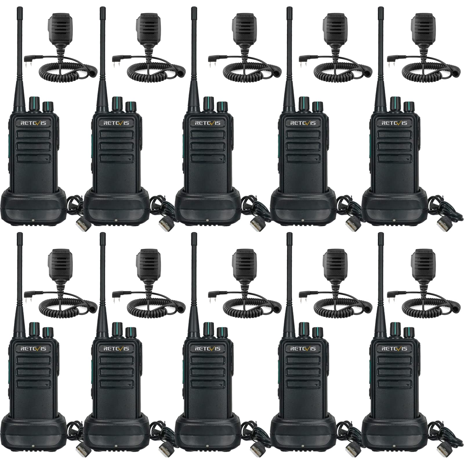 Retevis RB29 Walkie Talkies for Adults,2 Way Radio with Shoulder Mic,VOX Handsfree,Durable Two Way Radios for Manufacturing Cons