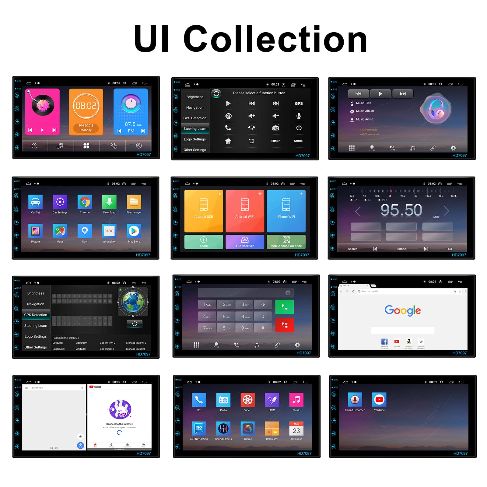 7 Inch Double Din Android 13 Car Stereo Touch Screen Car Radio With Bluetooth, Gps Navigation, Wifi, Mirror Link, Fm/Rds Radio/Aux In + Backup Camera