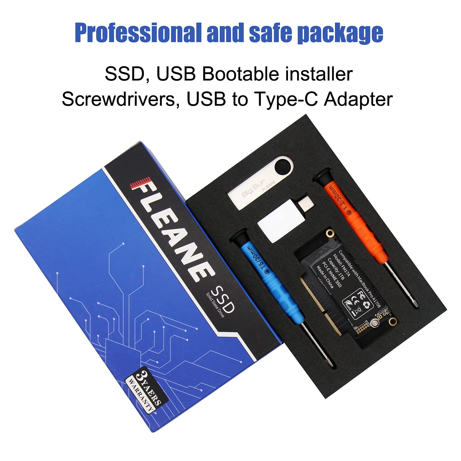 Fleane Fm17A 256Gb Pcie 3.0X4 Nvme 3D Nand Tlc Flash Ssd For Macbook Pro Retina A1708 (Late2016   Mid2017), Included Diy Tools (256Gb)