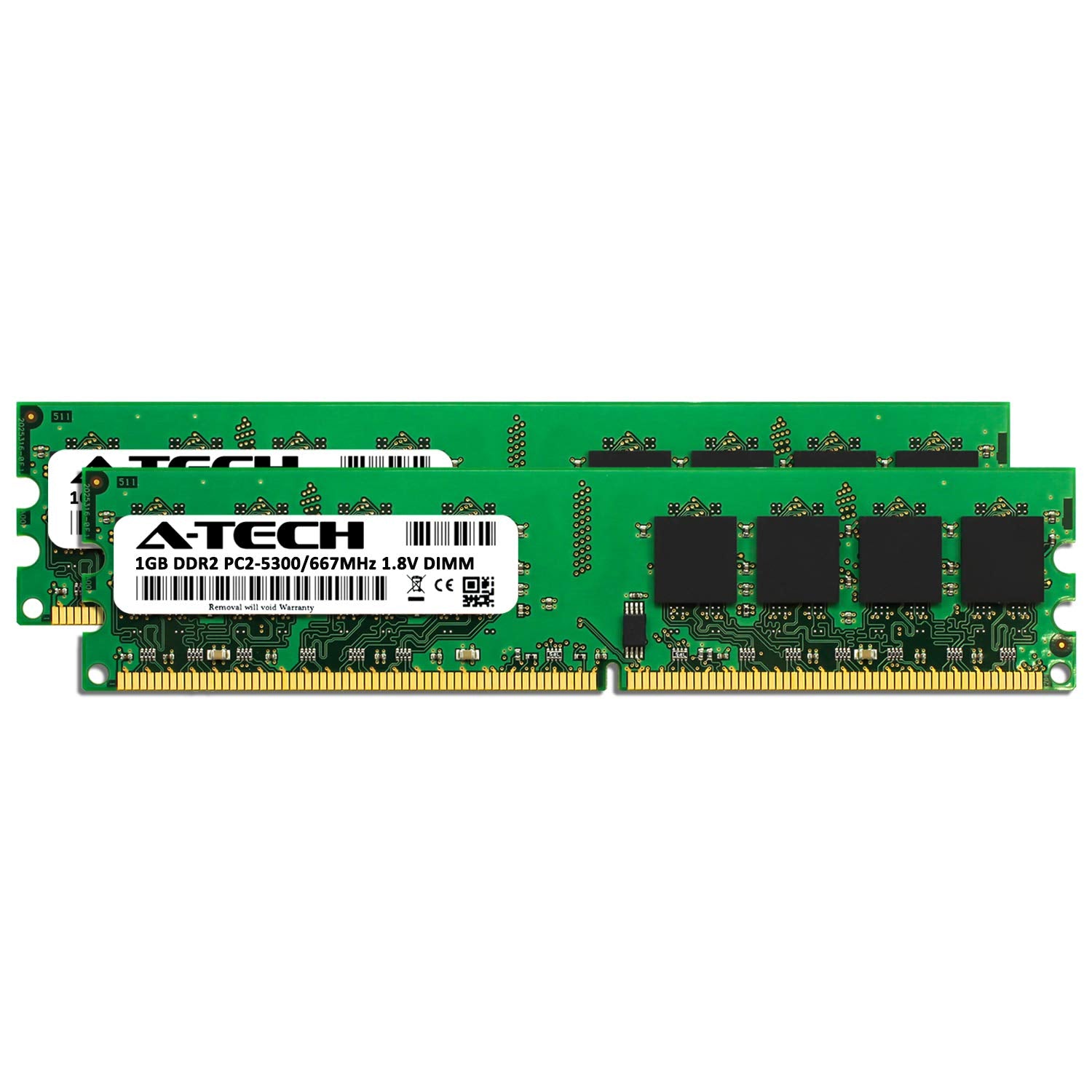 A Tech 2Gb (2X1Gb) Ddr2 667Mhz Udimm Pc2 5300 Cl5 1.8V Dimm Non Ecc Unbuffered Desktop Ram Memory Modules