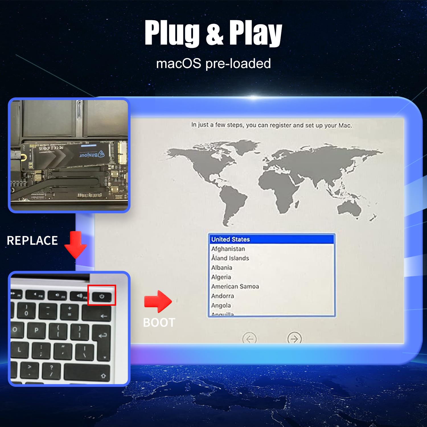 Bitsjour 256Gb Nvme Ssd Replacement For Macbook Air A1466 A1465 2013 2017, Apple Macbook Pro A1398 A1502 Retina 2013 2015, Mac P