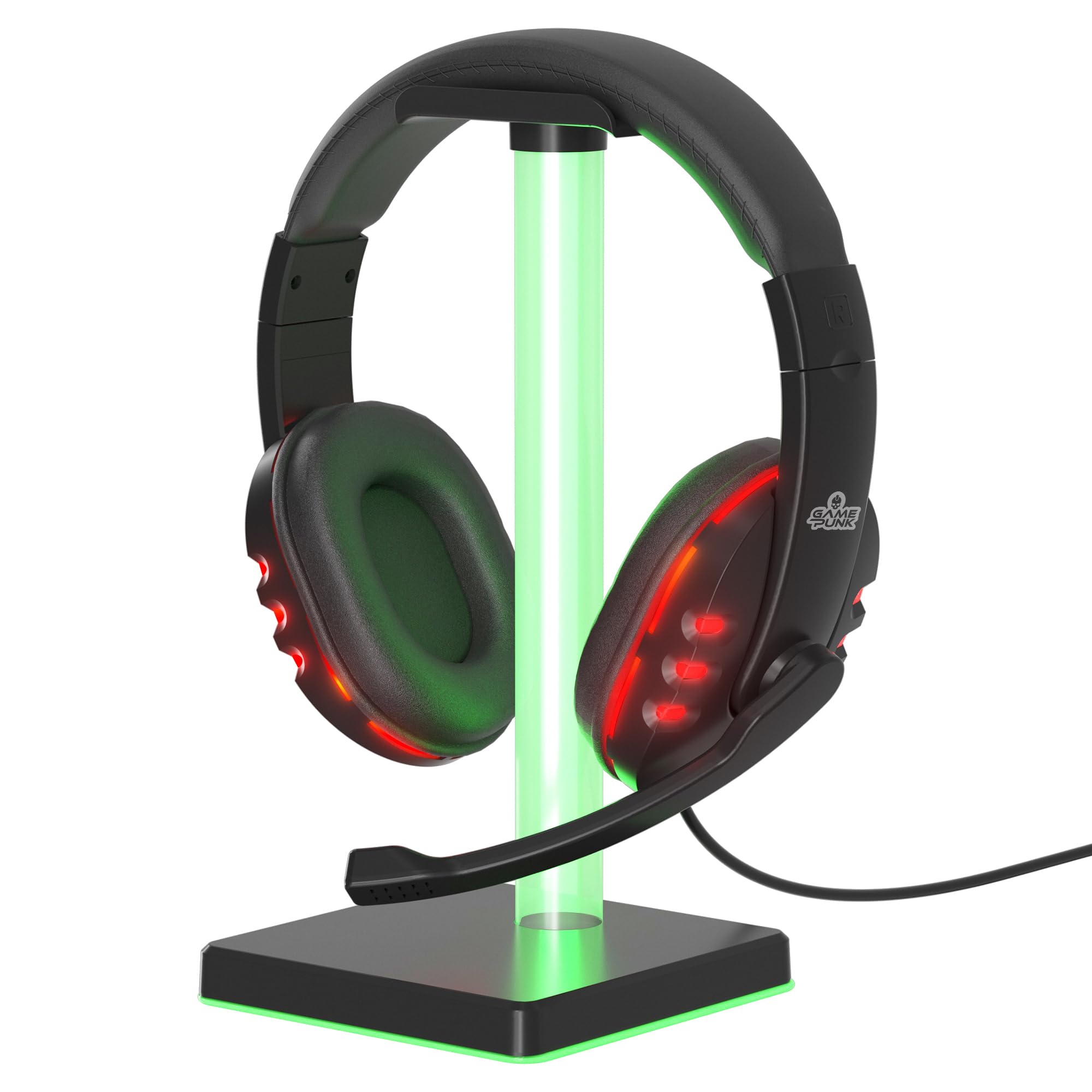 GAME PUNK Royale-Duo RGB Gaming Headset with Mic & LED Stand, Wired Over-Ear Headphones for PC, Xbox Series X/S, PS5, PS4, Ninte