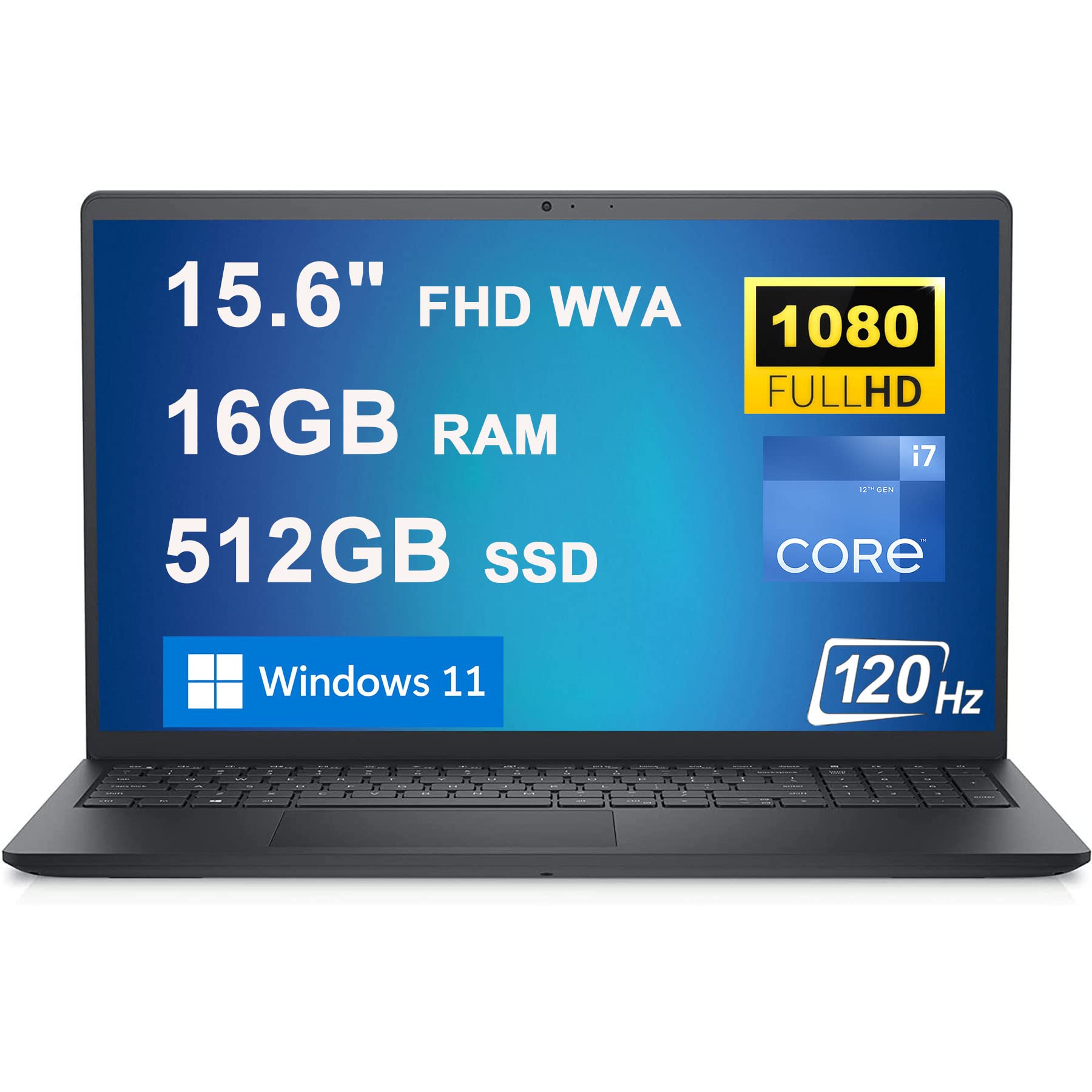 Dell Inspiron 15 3000 3520 Business Laptop 15.6' FHD WVA Anti glare 120Hz Display 12th Generation Intel 10 Core i7 1255U Processor 16GB RAM 512GB SSD Intel Iris Xe Graphics HDMI Win11 Black