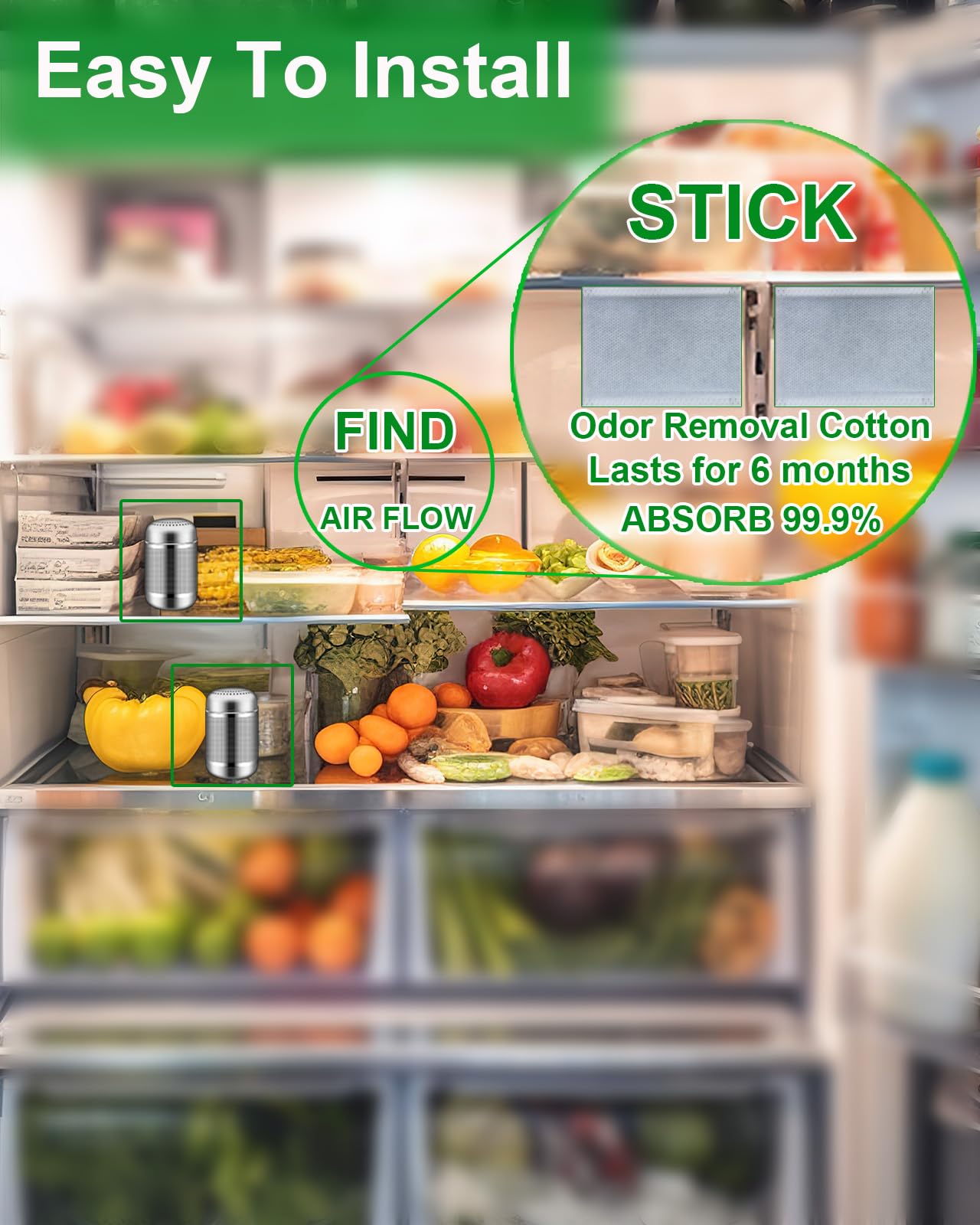 Refrigerator Deodorizer Lasts For 10 Years Refrigerator Odor Eliminator Fridge Deodorizer 2Pcs