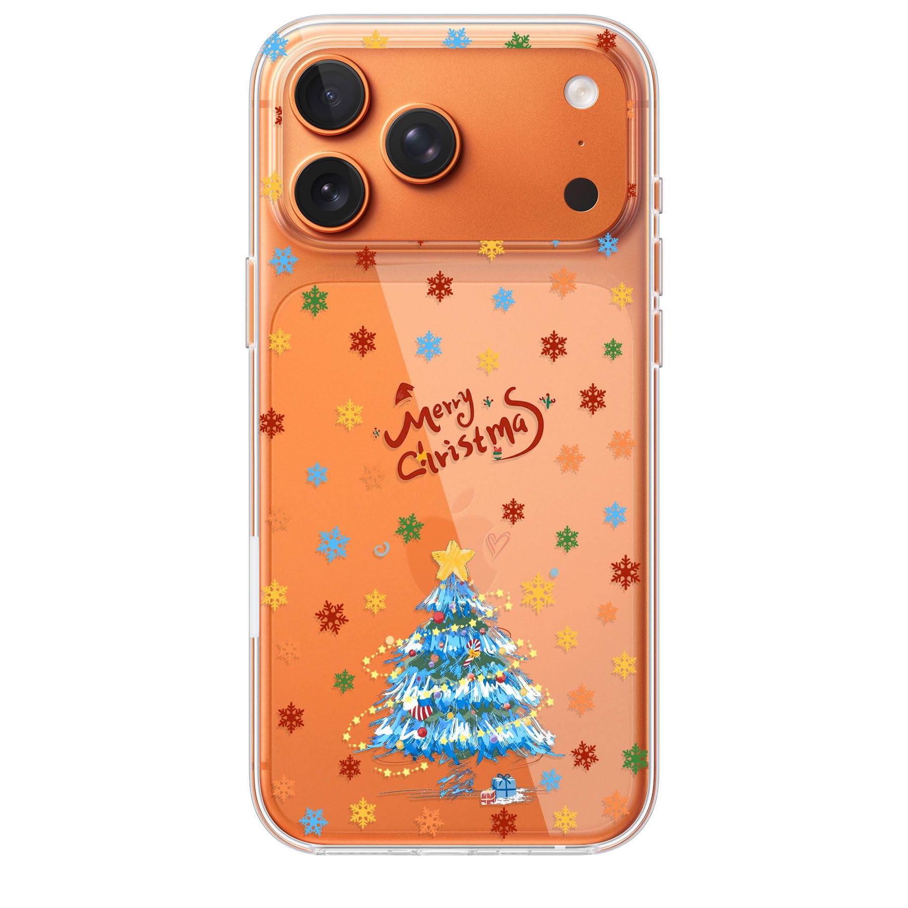 Yetagso Christmas Phone Case for iPhone 17 Pro Max,Clear TPU Bumper Hard PC Back Merry Christmas Pattern Phone Cover,Blue Xmas T