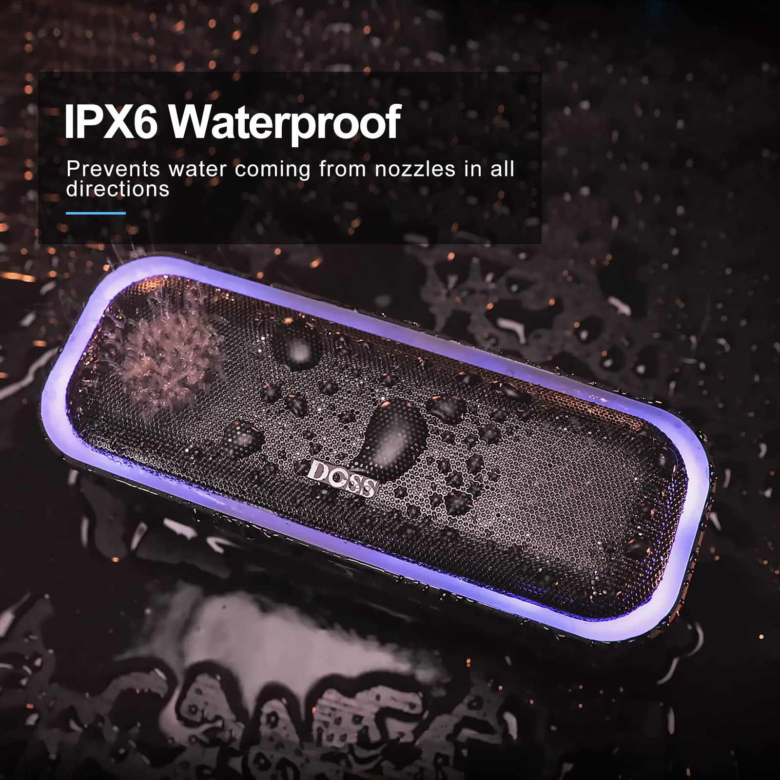 Doss Soundbox Pro Bluetooth Speaker With 20W Stereo Sound, Active Extra Bass, Ipx6 Waterproof, Tws Pairing, Multi Colors Lights, 20H Playtime, Portable For Beach, Outdoor Purple