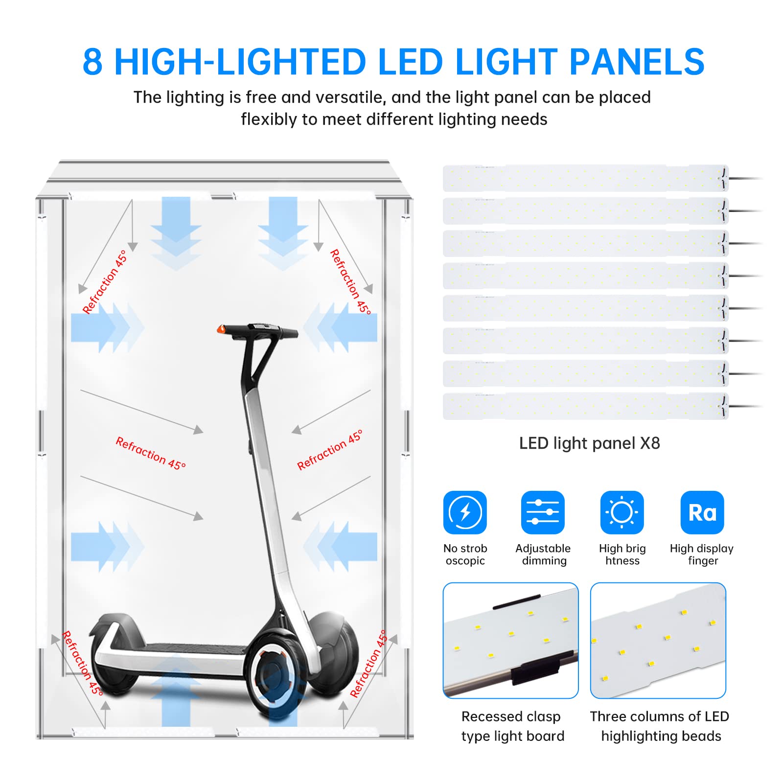 Professional Photography Studio Led Dimmable Large Shooting Tent 47X39X78 Zkeezm Large Lightbox Photo Video Continuous Lighting
