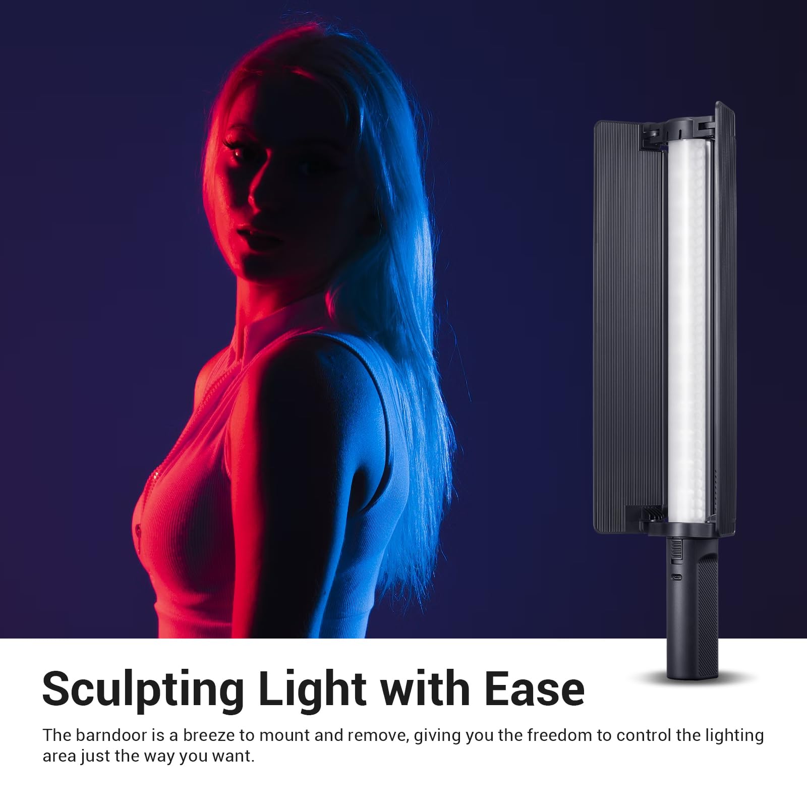 Godox Lc500R Mini Handheld Rgb Tube Light, 2500K 8500K Rgb Stick Light With Barndoor&Soft Diffuseur, 20W 360Full Color Cri 96+ 1