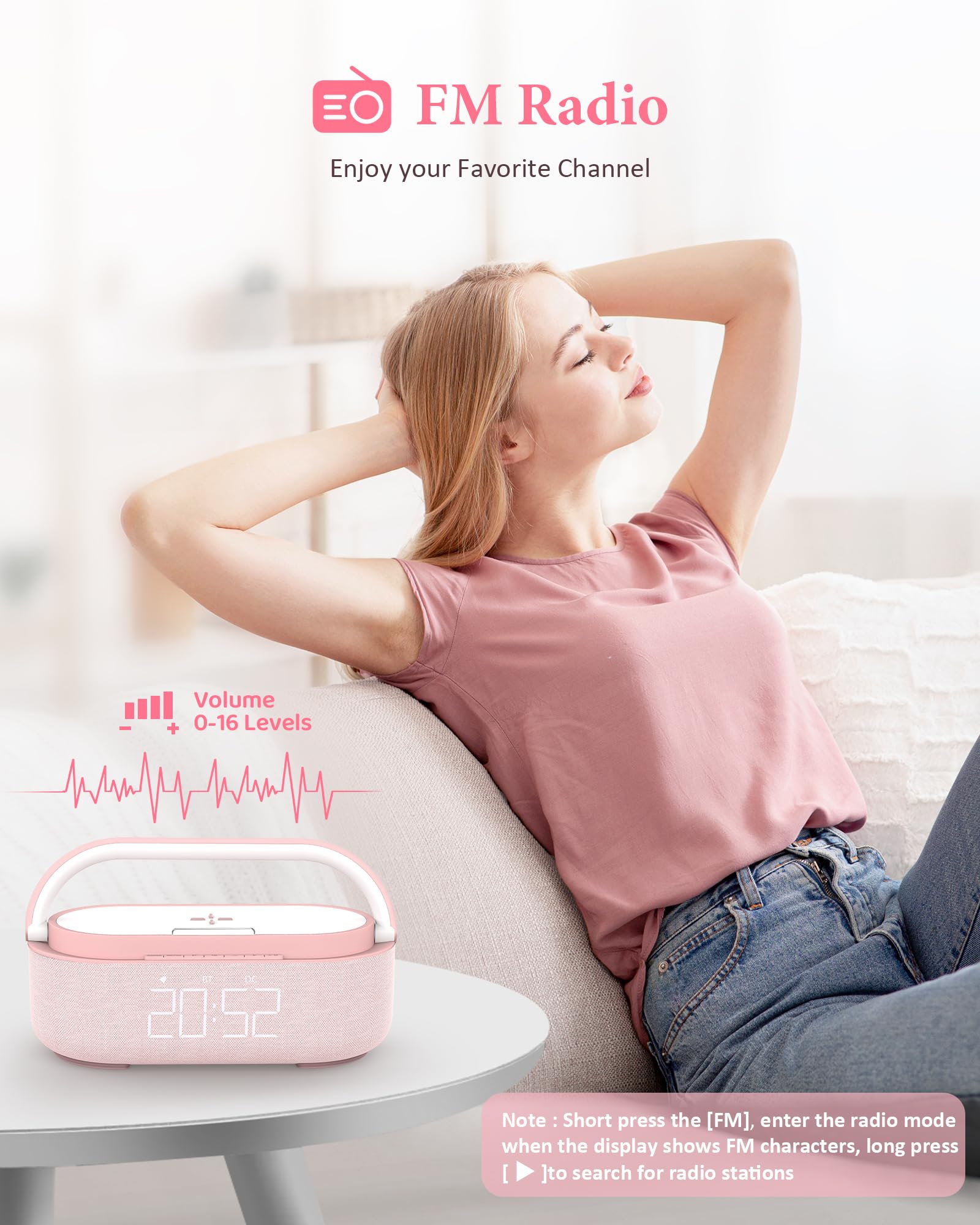 Colsur ?2024 Newest? Bluetooth Speaker, Fm Radio,Wireless Speaker Charger For Iphone, Dimmable Night Light, Dual Wireless Speake