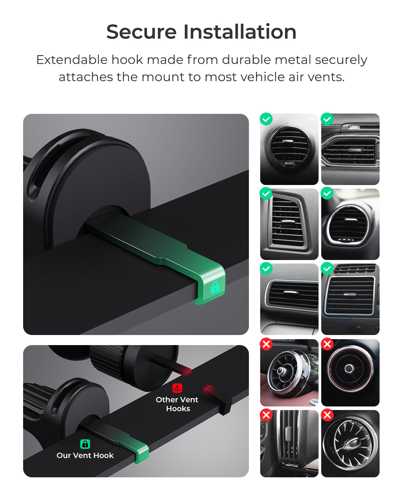 Iottie Itap 3 Magnetic Air Vent Car Mount Phone Holder With Magnetic Ring Adapter. Compatible With Magsafe, Iphone, And Android
