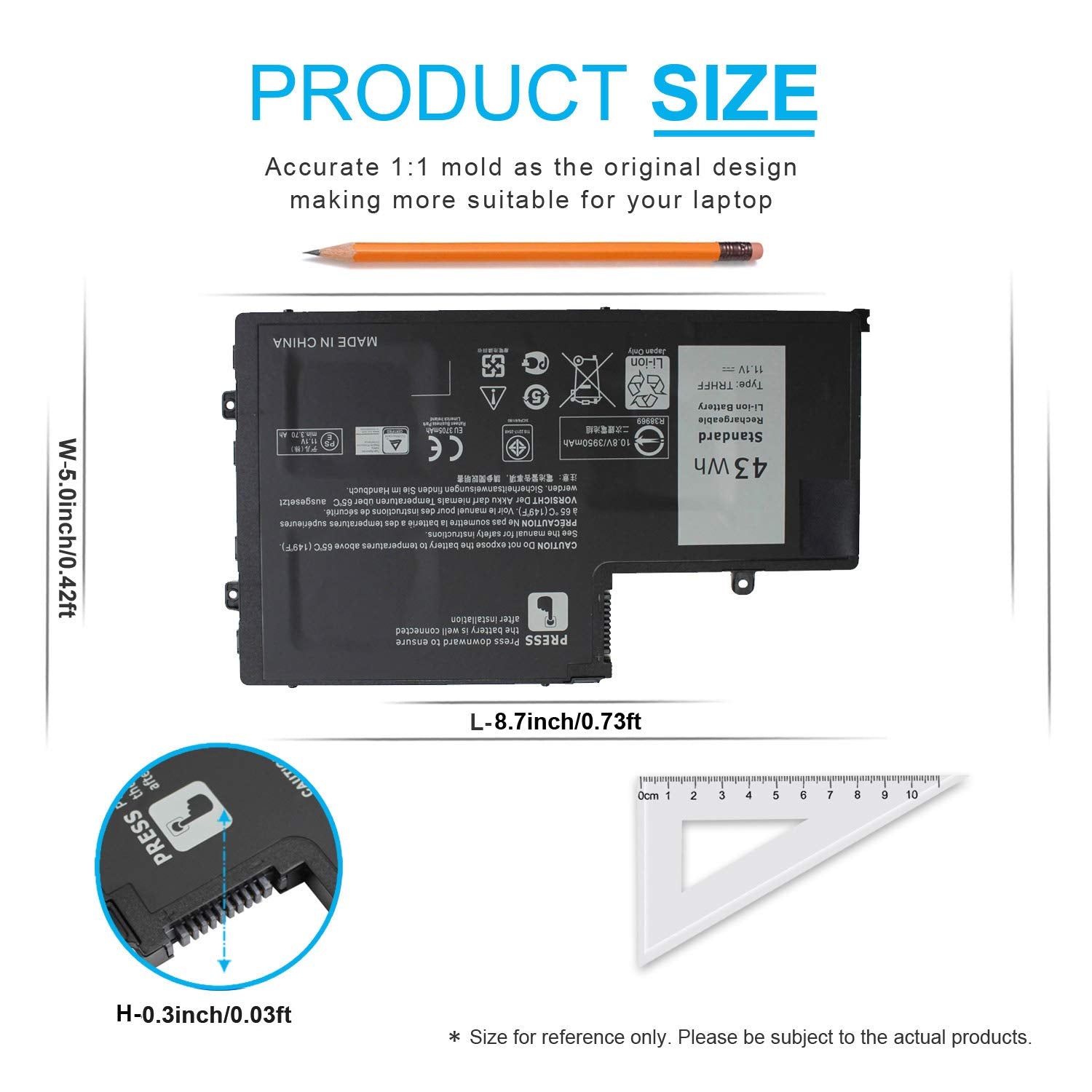 43Wh Trhff 11.1V Battery For Dell Inspiron 15 5547 5548 5557 5542 5543 5545 14 5447 5445 5442 5457 5448 Latitude 3550 3450 0Pd19 1V2F6 P39F P49G P51G 7P3X9 86Jk8 1Wwhw 01V2F6 Dfvyn 5Md4V Dfvyn 58Dp4