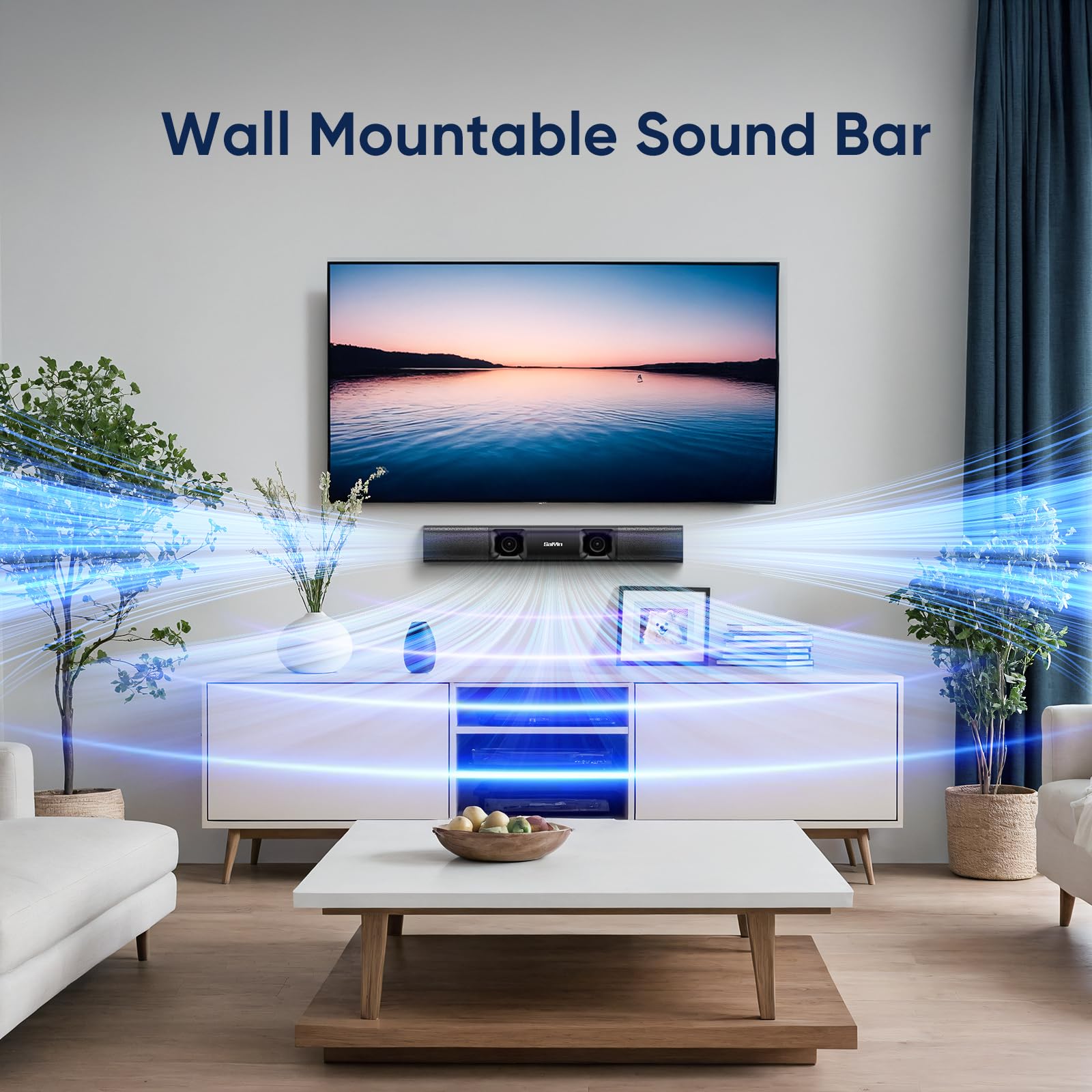 Sound Bar For Smart Tv - 50W Powerful Tv Sound Bar With Crystal Clear Dialogue & Enhanced Bass | 17-Inch Compact Soundbar For Tv