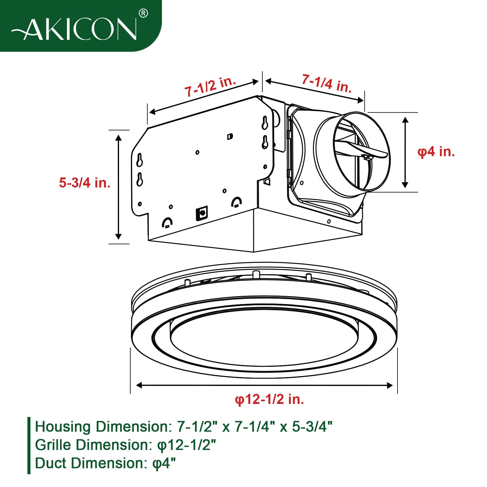 Akicon Bathroom Exhaust Fan With Light, 90 Cfm, 1.5 Sones, 15W Dimmable 3Cct Led Light With 5W Night Light Ventilation Fan For B