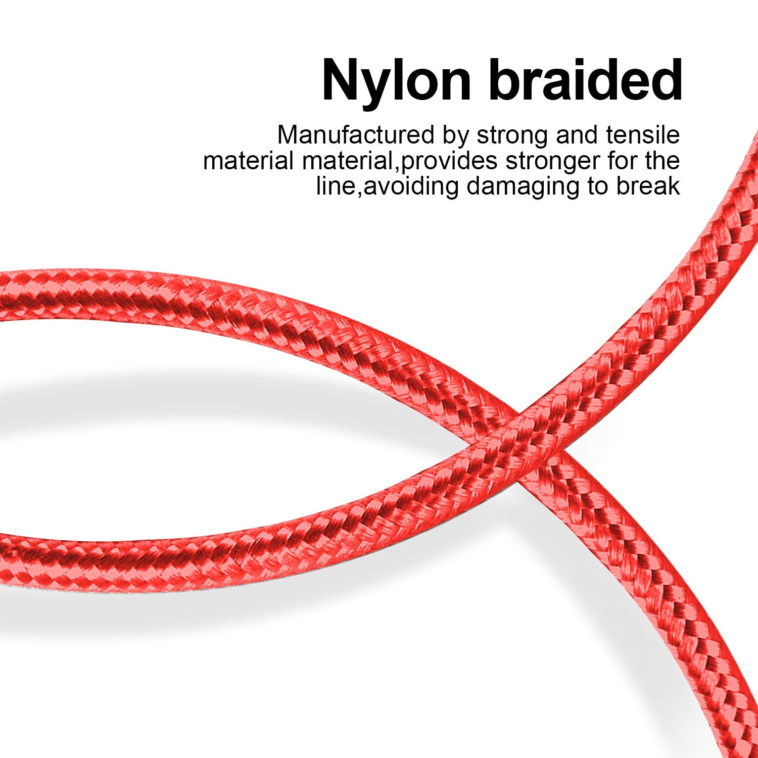 Cugunu Iphone Charger, 5 Pack 3/3/6/6/10Ft Apple Mfi Certified Usb Lightning Cable Nylon Braided Fast Charging Cord Compatible For Iphone 14/13/12/11/X/Max/8/7/6/5/Se/Plus/Ipad   Red