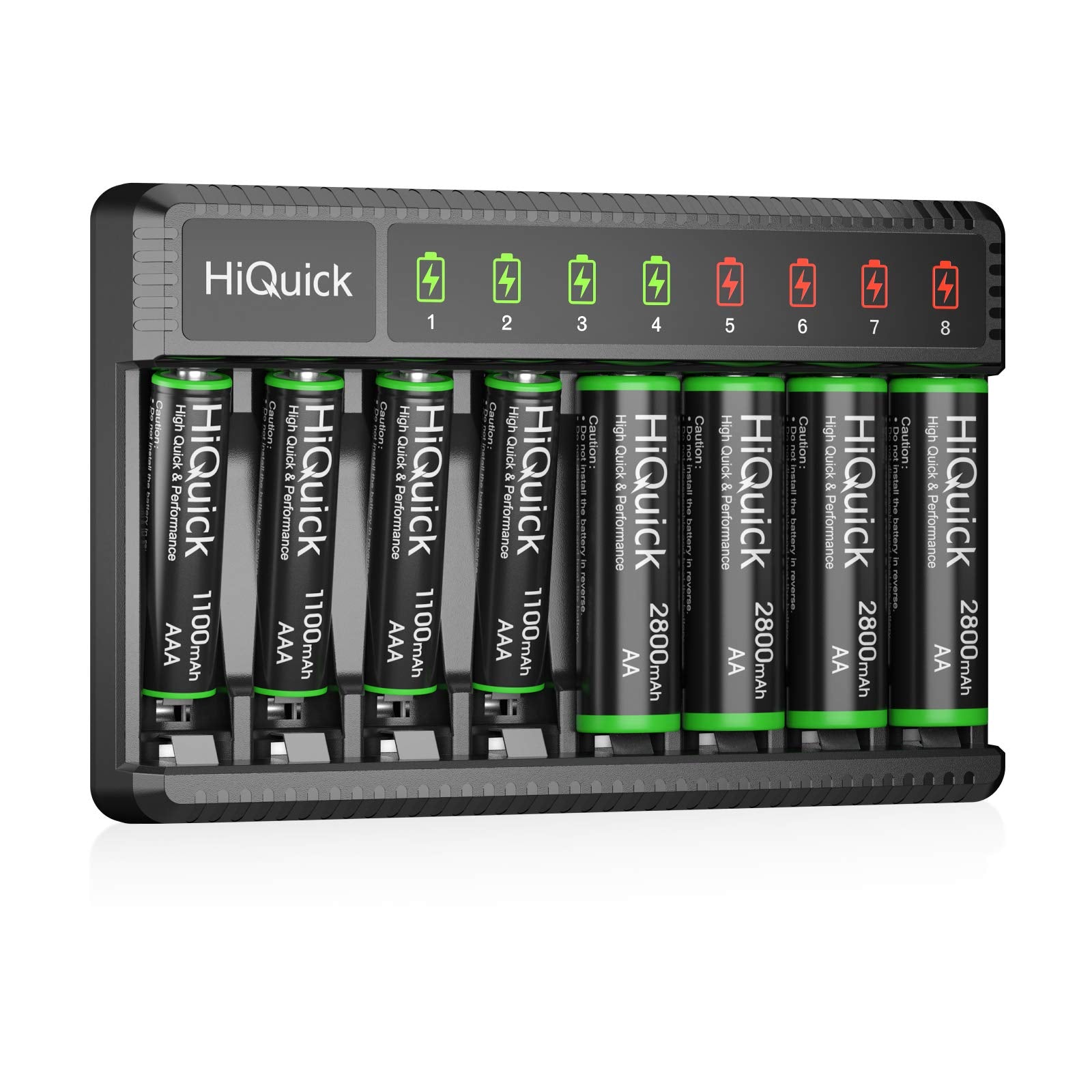 Hiquick 8 Bay Smart Battery Charger With Aa & Aaa Rechargeable Batteries  Fast Charging Household And 2800Mah Batteries 4 Pack 1