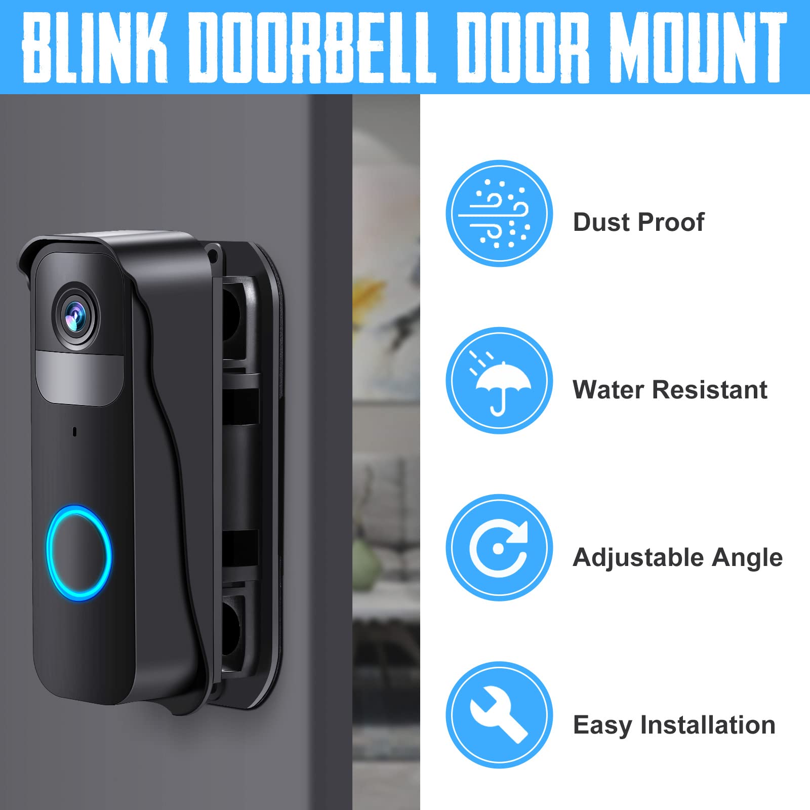 Blink Anti Theft Video Doorbell Door Mount, Adjustable Angle Wall Mount For Blink Video Doorbell Mounting Bracket   Easy Install