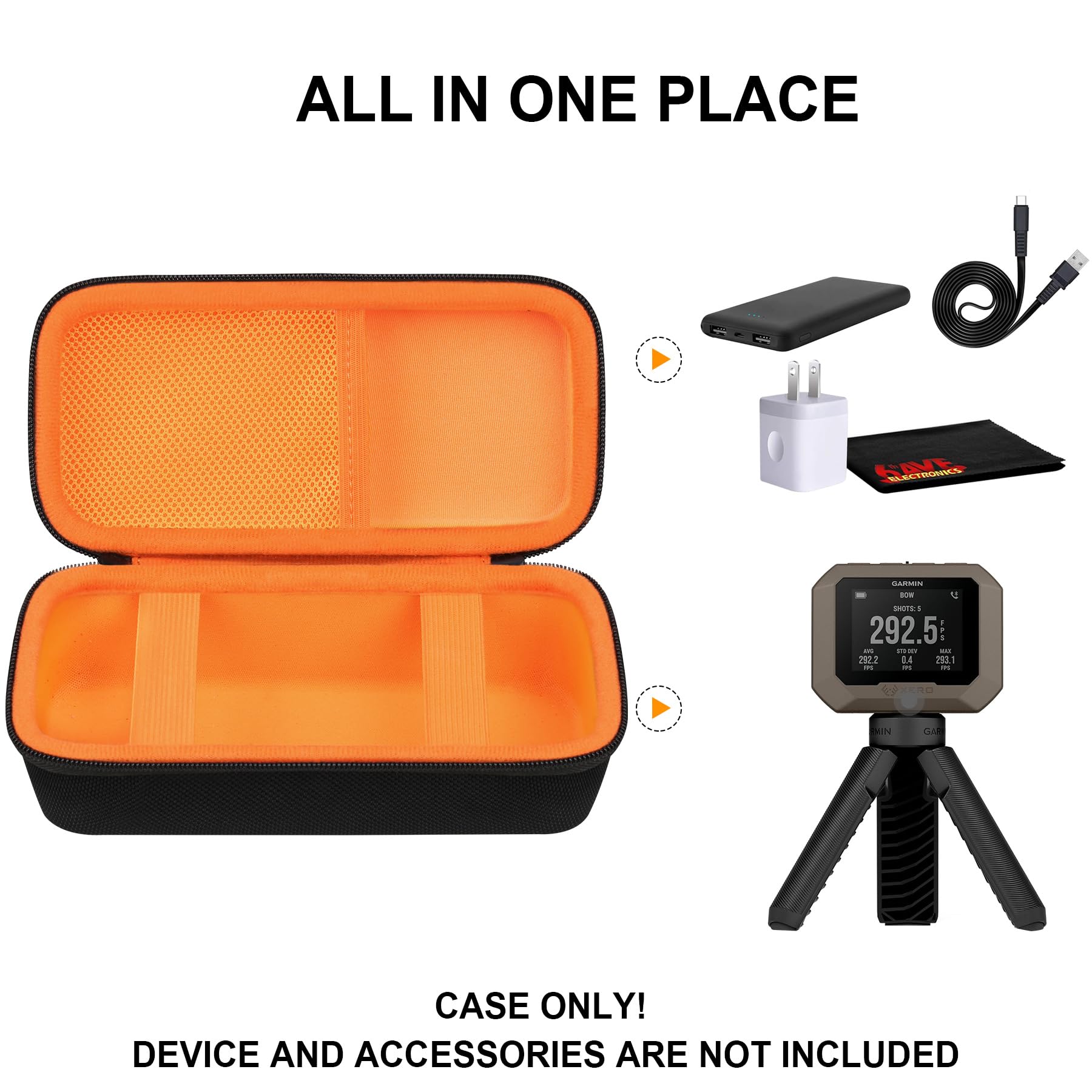 Supmay Hard Carrying Case For Garmin Xero C1 Pro Ballistic Precision Chronograph, Compact Chronograph Storage Holder With Mesh B