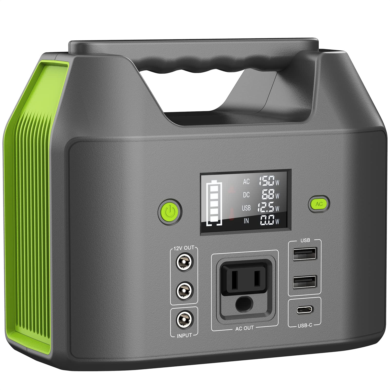 Portable Power Station 150W 155Wh, Enginstar Power Bank With 110V Ac Outlet, 42000Mah 6 Outputs External Battery Pack With Led L