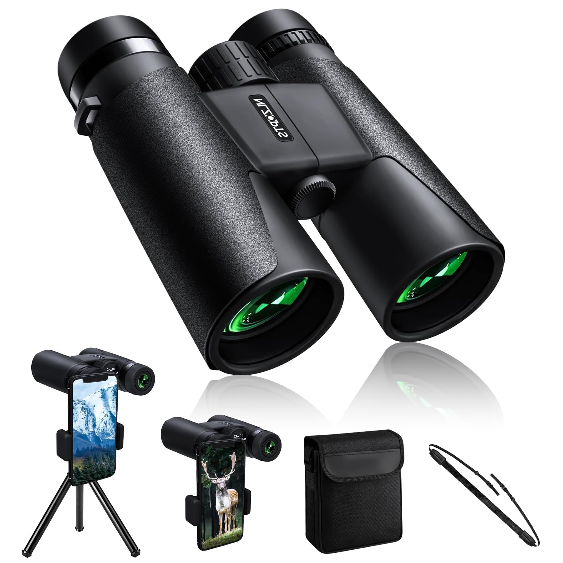 Nlzqpts 10X42 Binoculars For Adults With Phone Adapter,Birding Binoculars For Adults Hd 10X42,Bird Watching Binoculars,Easy Focu