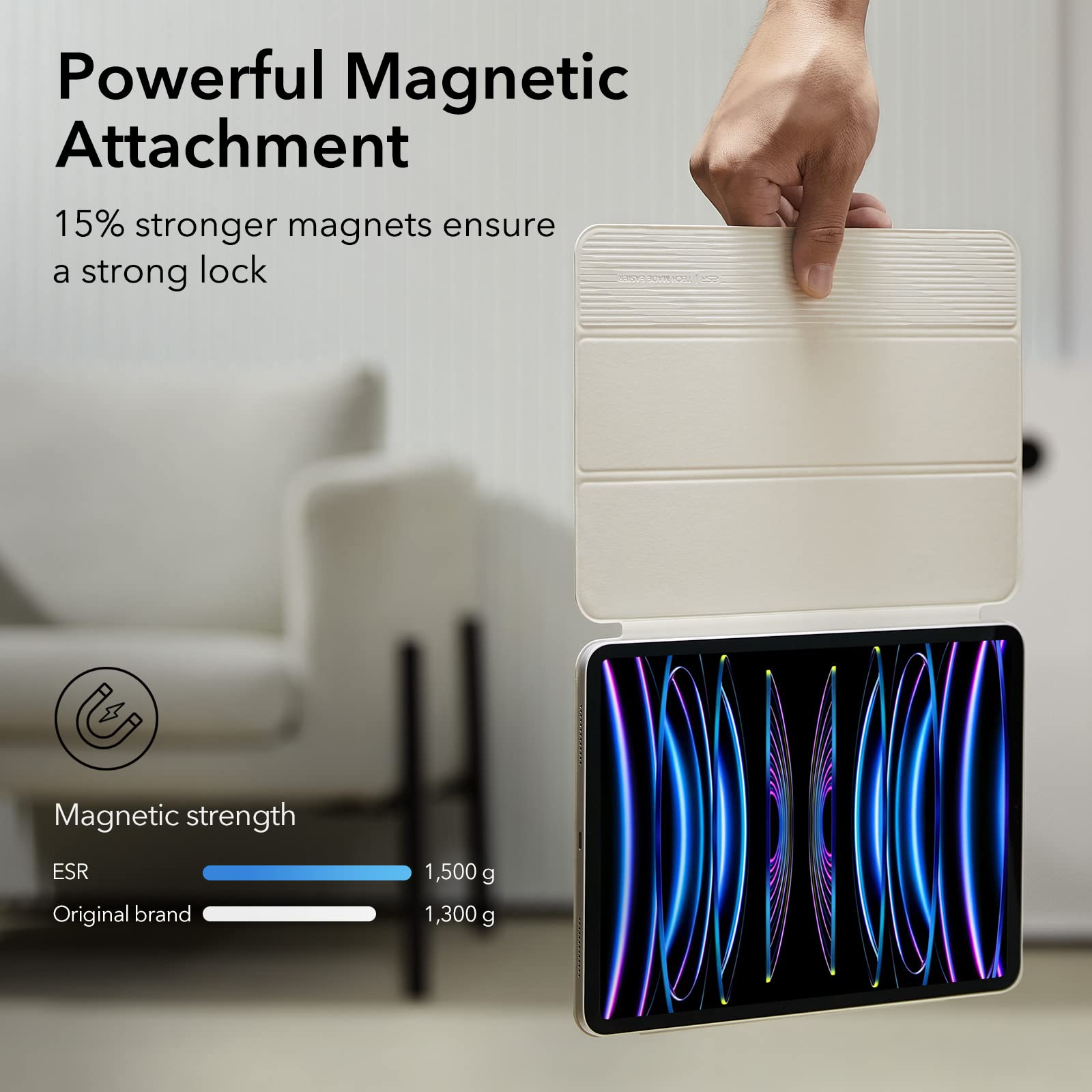 Esr For Ipad Pro 11 Inch Case, Ipad 11 Pro Case (2022/2021/2020, 4Th/3Rd/2Nd Generation), Convenient Magnetic Attachment, 2 Way Stand, Full Pencil 2 Support, Rebound Magnetic Case, Brilliant White