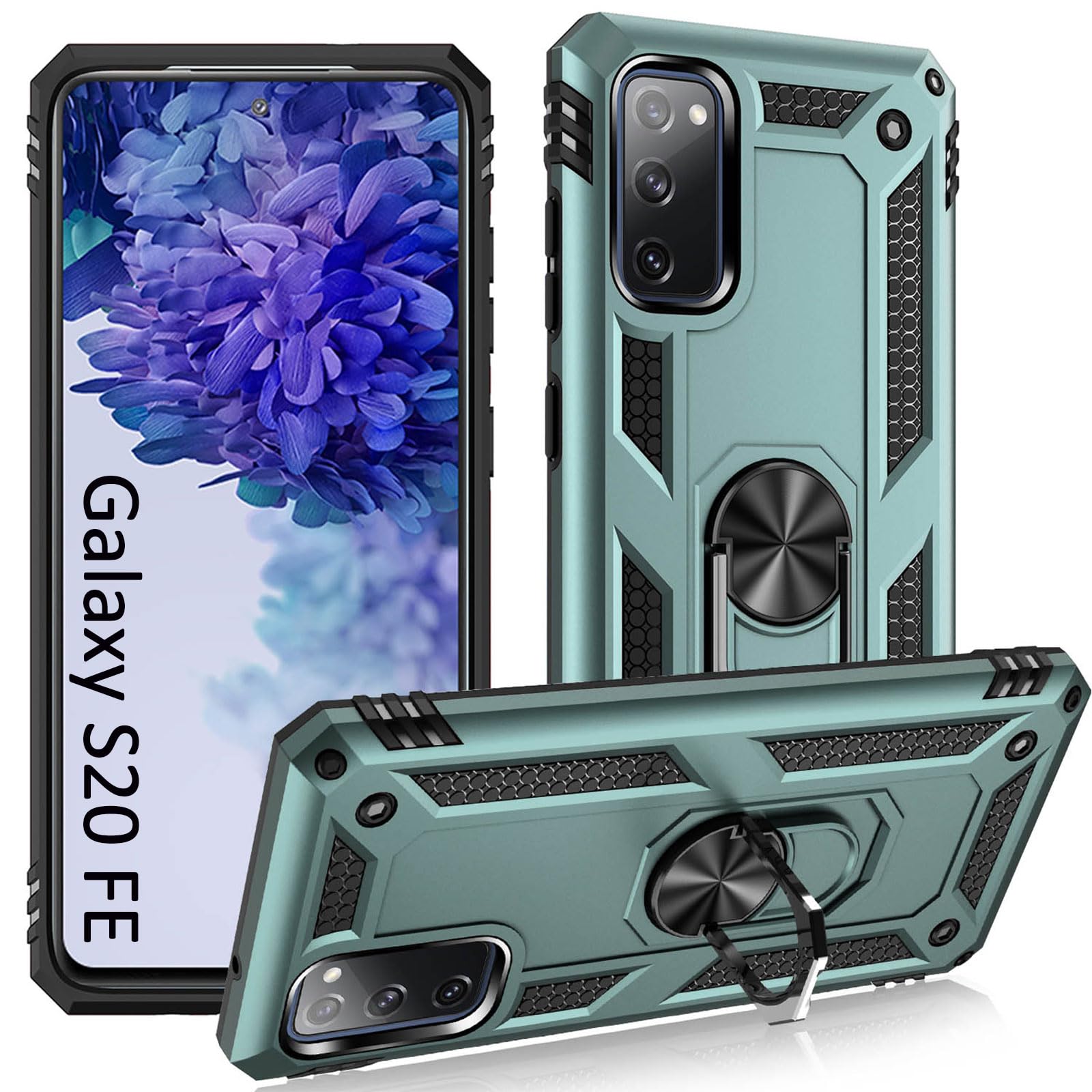 Addit S20 Fe Case,S20 Fe 5G Case, Military Grade ] Shock Absorption Bumper Cover Samsung S20 Fe Anti Scratch Case With Ring Car