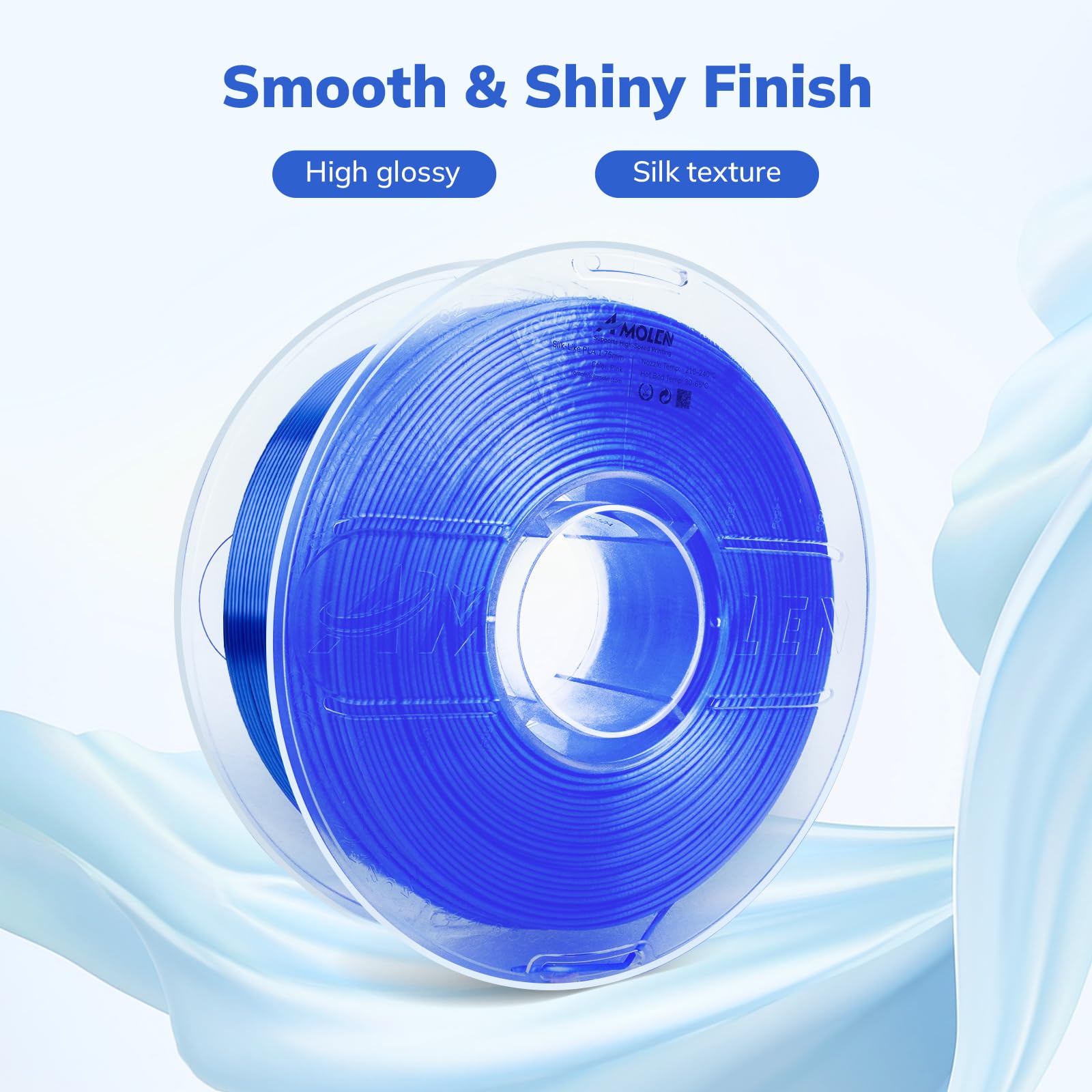 Amolen Silk Pla Filament 1.75Mm 3D Printer Filaments, Shiny Sapphire Blue Filament For 3D Printing, 1Kg(2.2Lbs) Spool, Compatibl