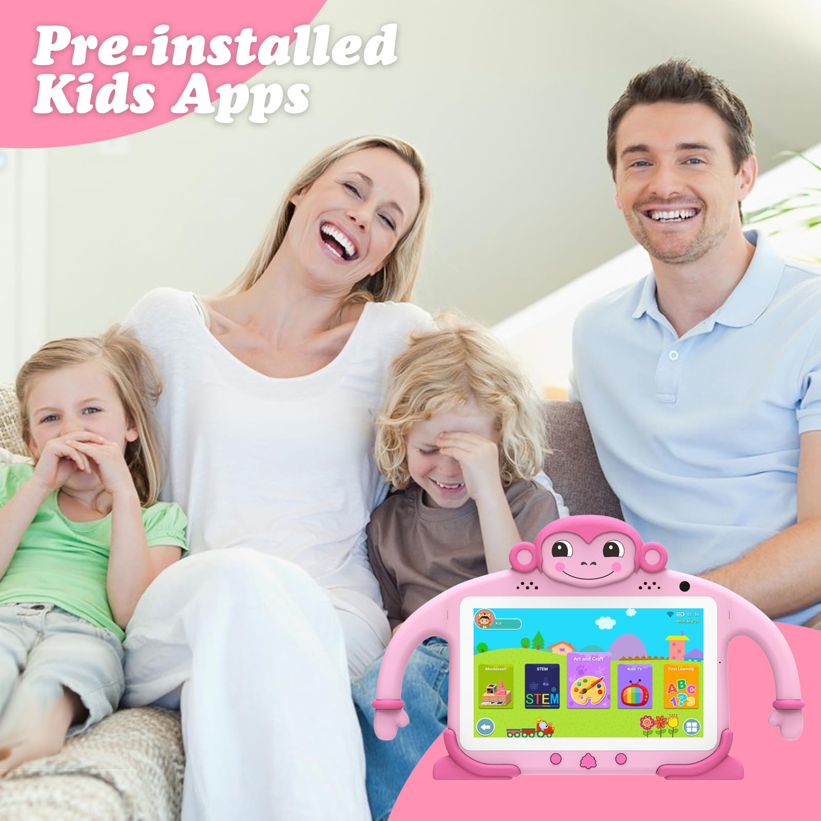 Kids Tablet 7'' Tablet For Kids 32Gb Toddler Tablet With Wi Fi Youtube Case, Kids Android Learning Tablet For Toddlers Kids Soft