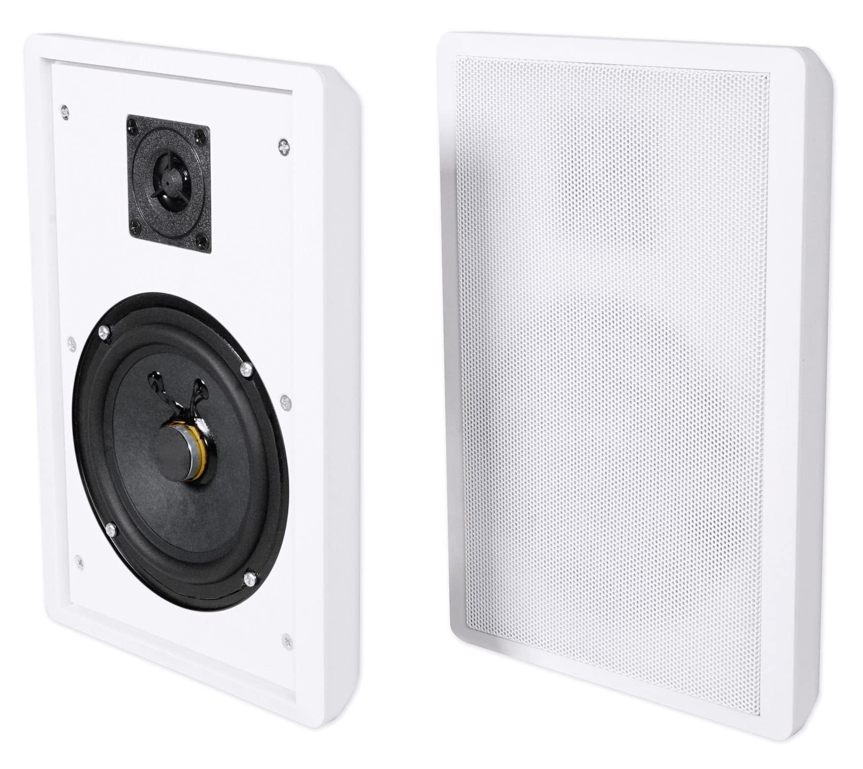 2 Rockville RockSlim White Home Theater 5.25 240w Easy Wall Mount Slim Speakers