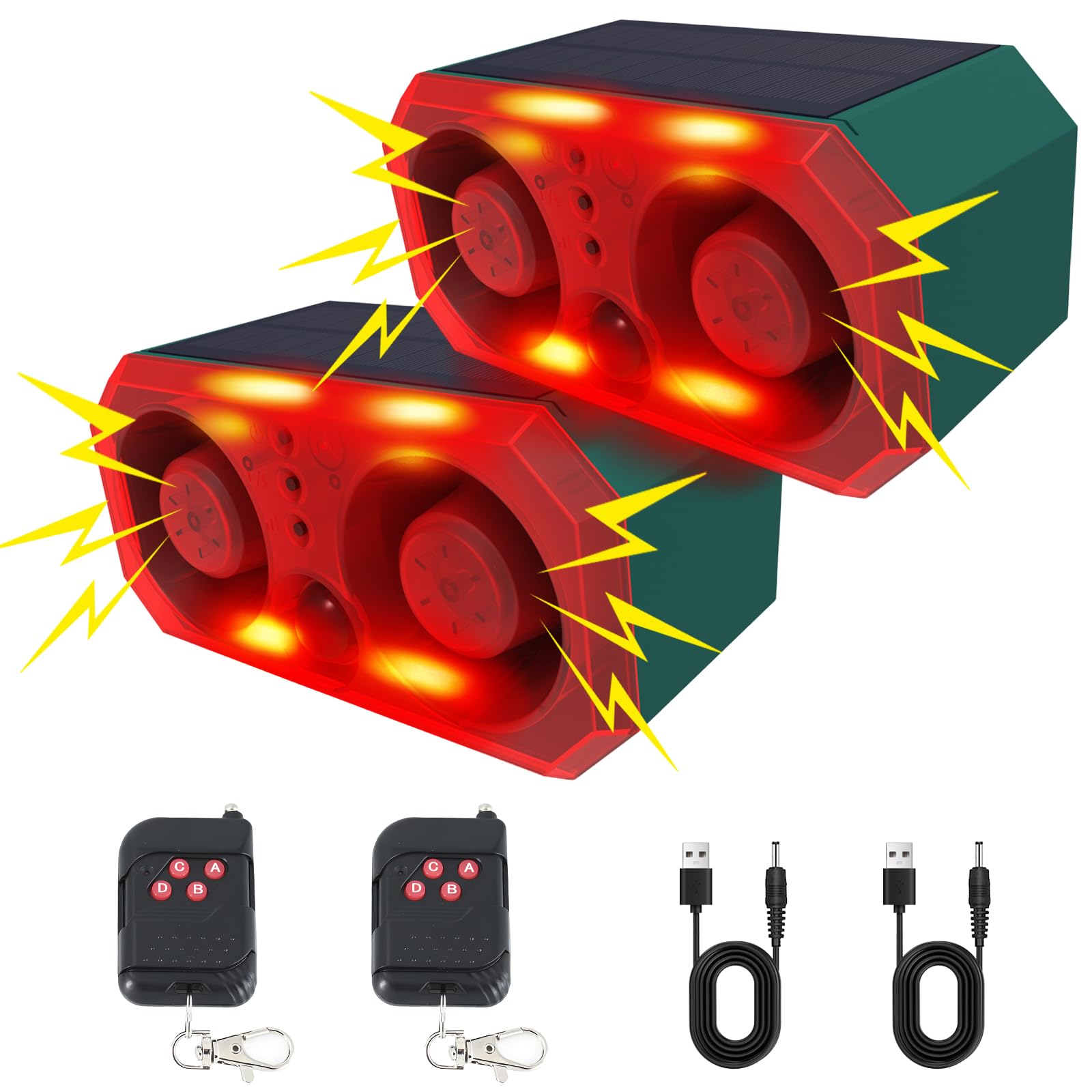 Chunhee Solar Outdoor Motion Sensor Alarm With 13 Sounds, Support Recording And Adjustable Volume, 130Db Dual Speaker Motion Det