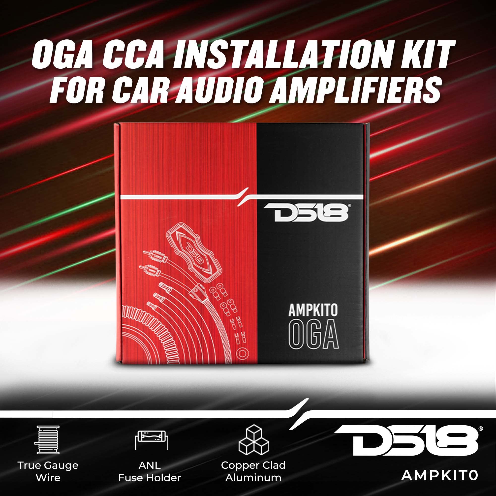 Ds18 Ampkit0 0 Gauge Cca Complete Amp Wiring Kit   Amplifier Install Wiring 1/0 Ga Amp Kit Pro Installation Cables Up To 3000 Wa