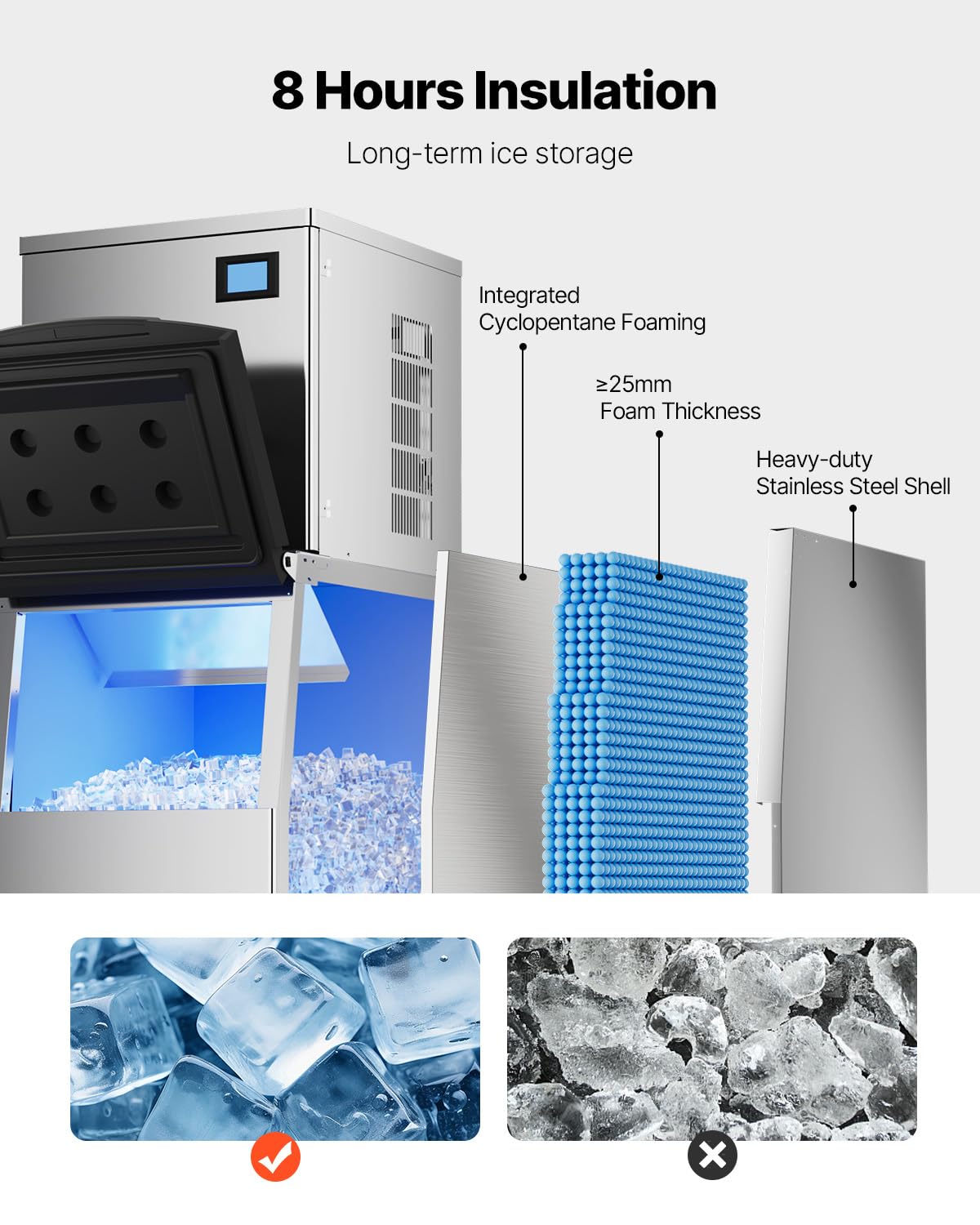 Ice Bin Module VEVOR Commercial Ice Maker Storage Bin, 250LBS Capacity Ice Bin ...