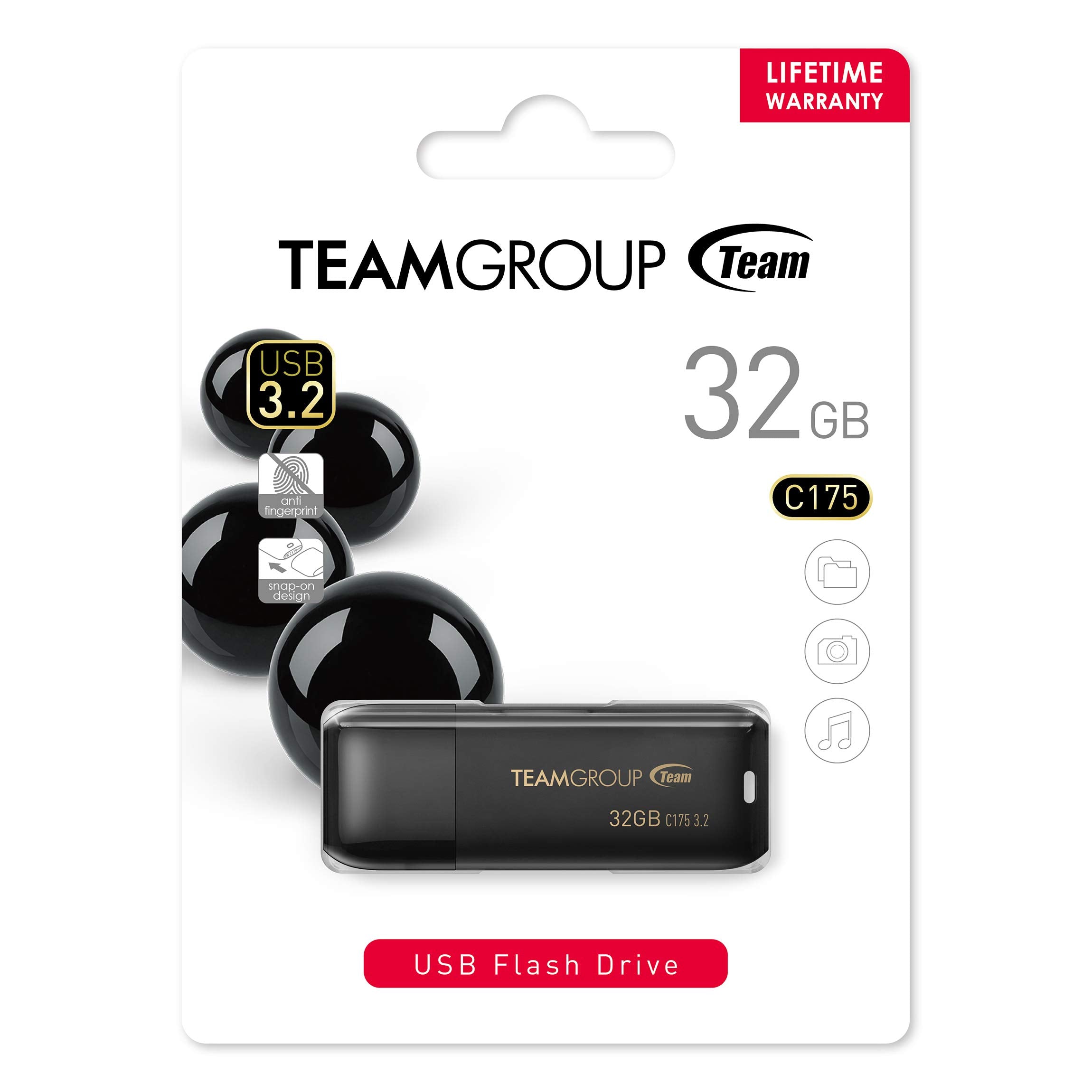 Teamgroup C175 32Gb 5 Pack Usb 3.2 Gen 1 (Usb 3.1/3.0) Flash Thumb Drive, External Data Storage Memory Stick Compatible With Computer/Laptop Matte Black Tc175332Gb21
