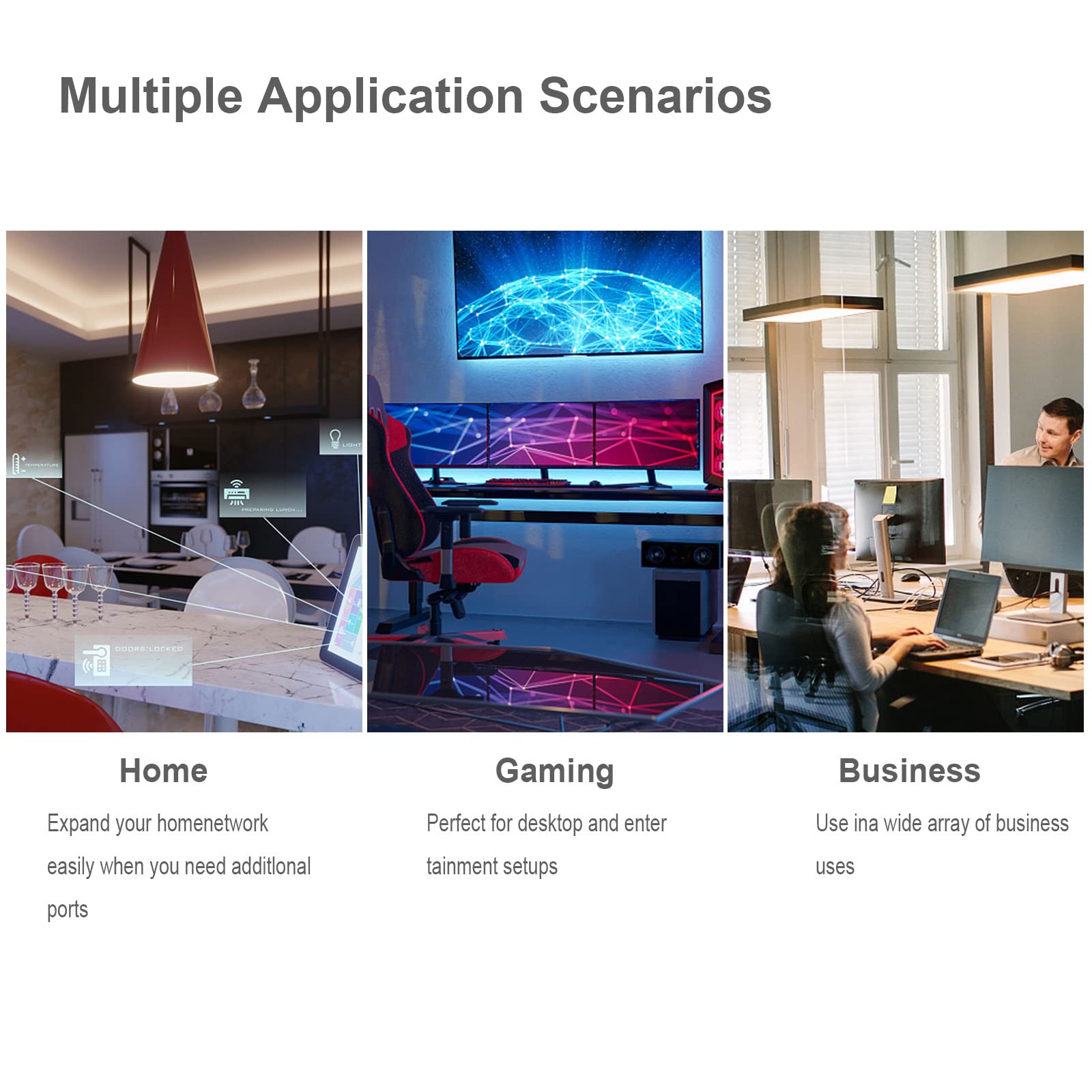 Ienron 5 Ports Gigabit Network Switch, Supported Desktop Or Wall Mount Plug And Play With Ai Detection Unmanaged Tiny Ethernet S