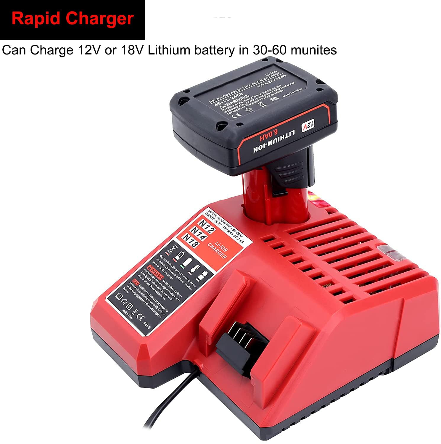 Replacement Rapid Battery Charger For 12V&18V Lithium Ion Battery 48 59 1812 48 11 2420 48 11 1815 48 11 1840 48 11 1841 48 11 1