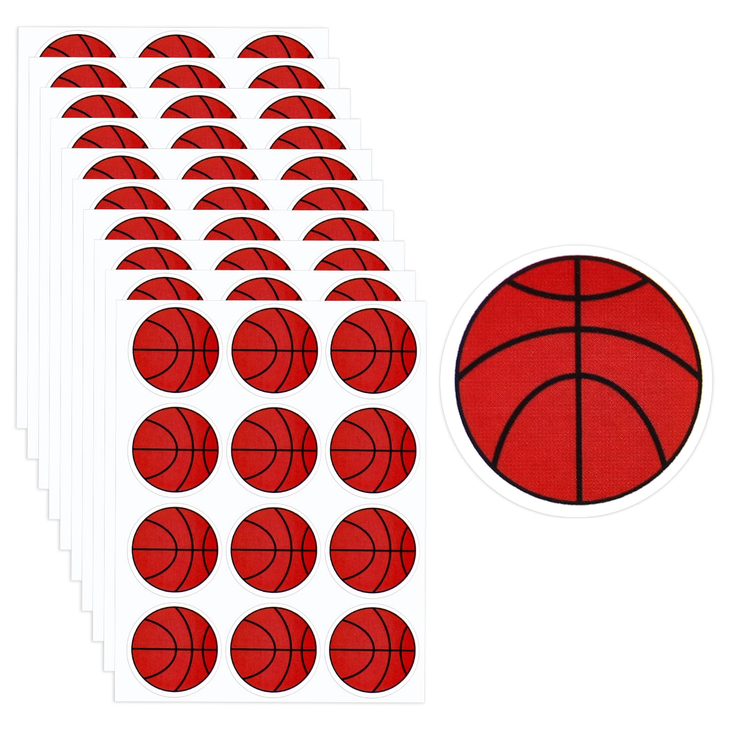 120Pcs 1.18 Inch Basketball Stickers For Kids, 10 Sheets Basketball Decals Decorative Seal Stickers Self Adhesive Basketball Par
