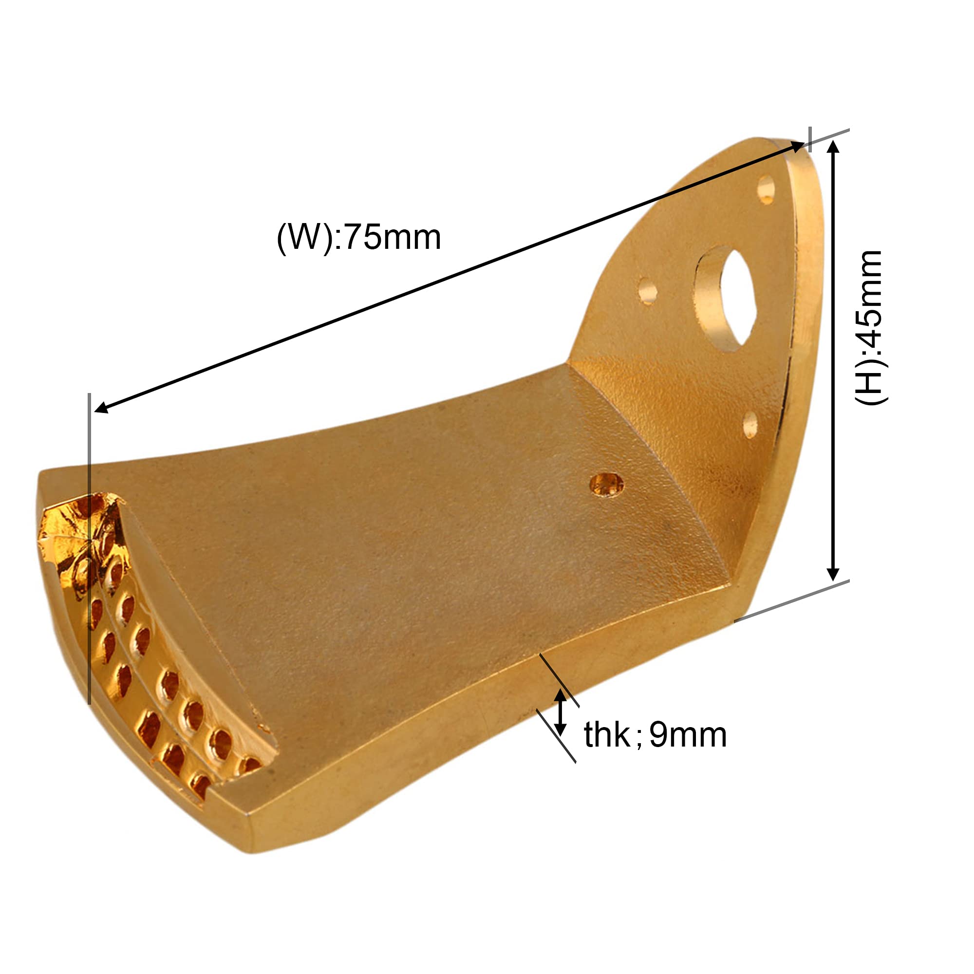 Yibuy 75X45X9Mm Golden Metal Triangle Mandolin Tailpiece Parts For 8 String Arched Top Mandolin With Screws