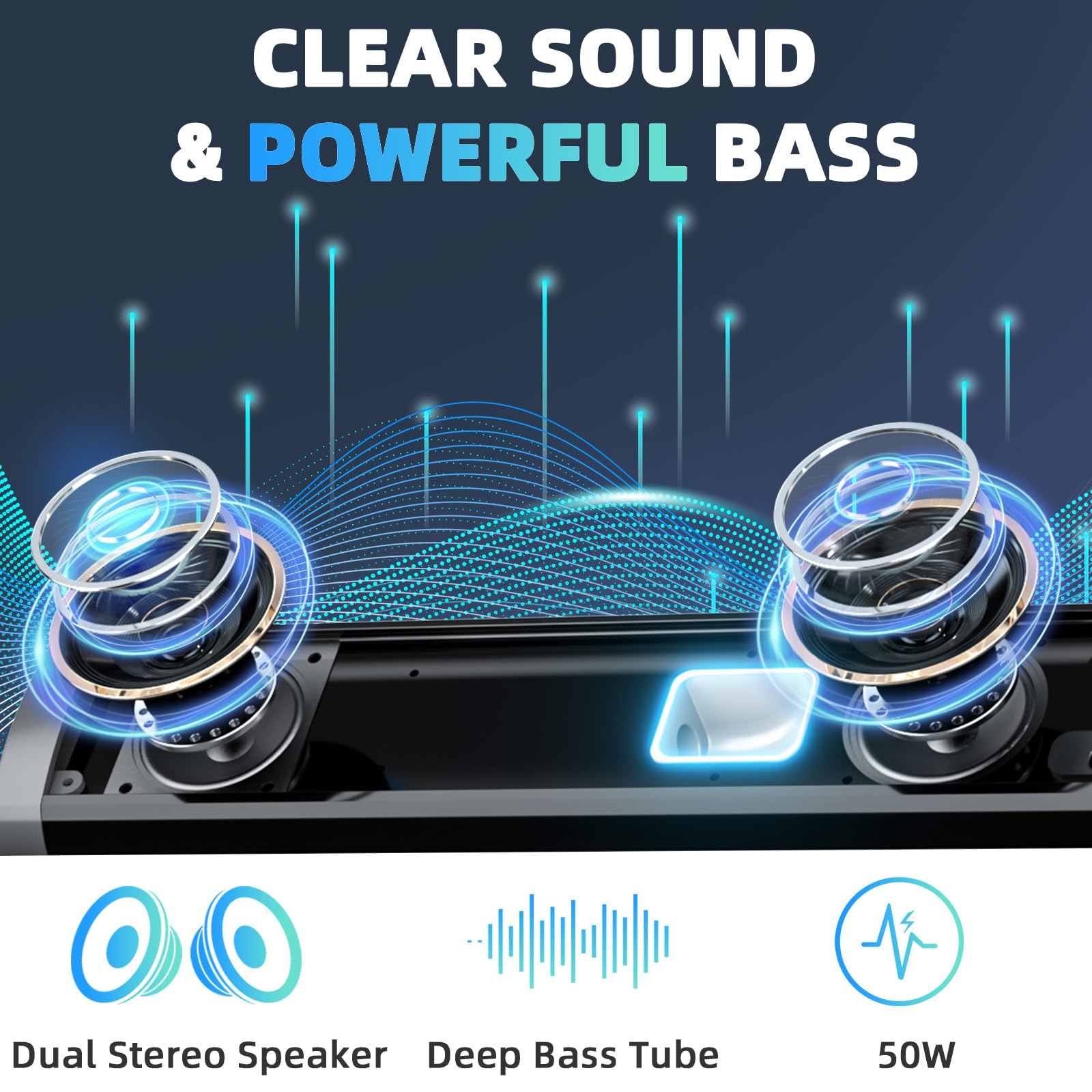 Desobry 16 Inch Sound Bar For Smart Tv, Small Soundbar With Surround Sound System, Bluetooth Sound Bar With Hdmi/Arc/Aux/Coaxial