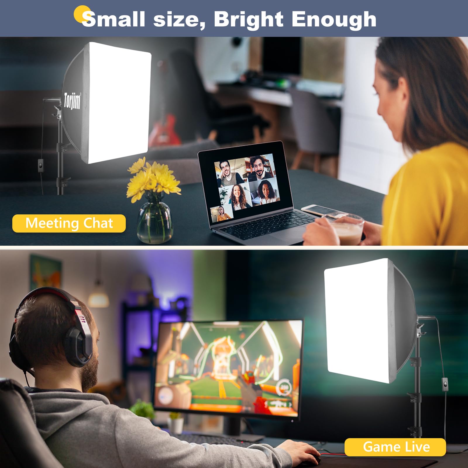 Torjim Softbox Photography Lighting Kit, 16'' X 16'' Professional Softbox Lighting Kit With Pcs 40W E27 Socket 8000K Bulbs, Stud