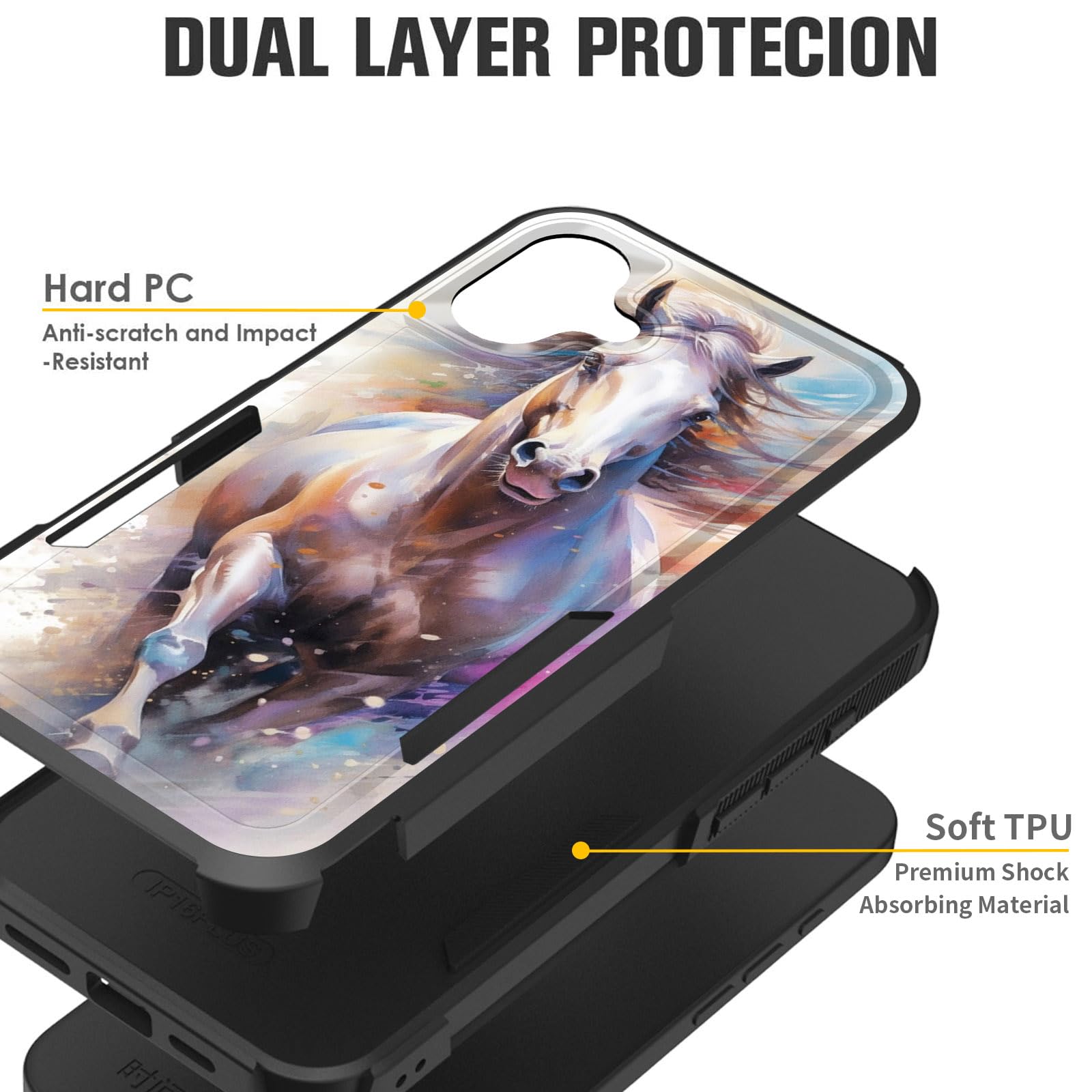 Cicplkse For Iphone 16 Plus Case,Dual Layer Heavy Duty Hybrid Shockproof Hard Pc Soft Silicone Tpu Bumper Protective Cover Case