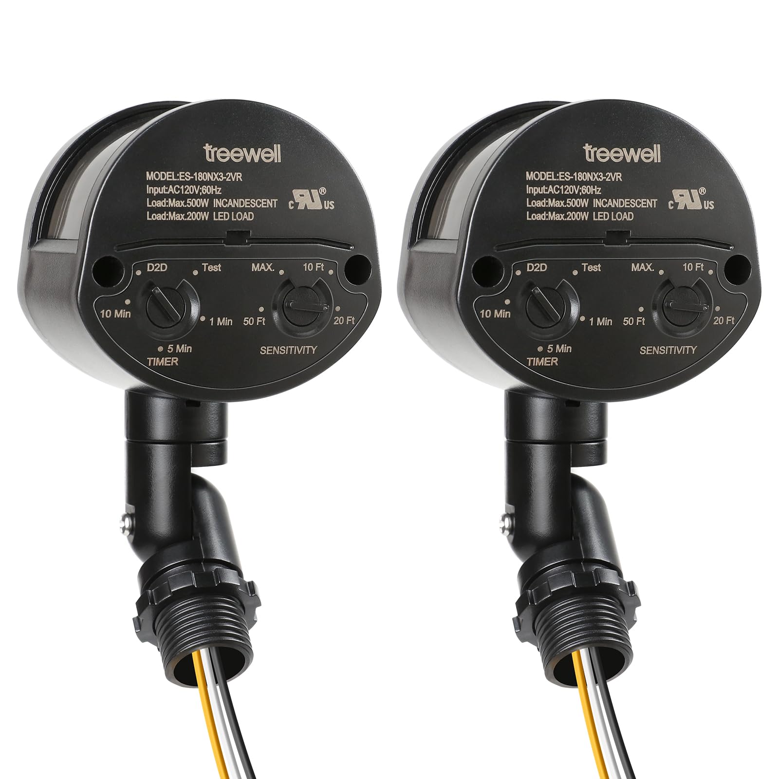 2 Pack Motion Sensor, 180 Degree Replacement Motion Detector, Adjustable Time & Detection Sensitiity Up To 60 Feet Range, 3 Work