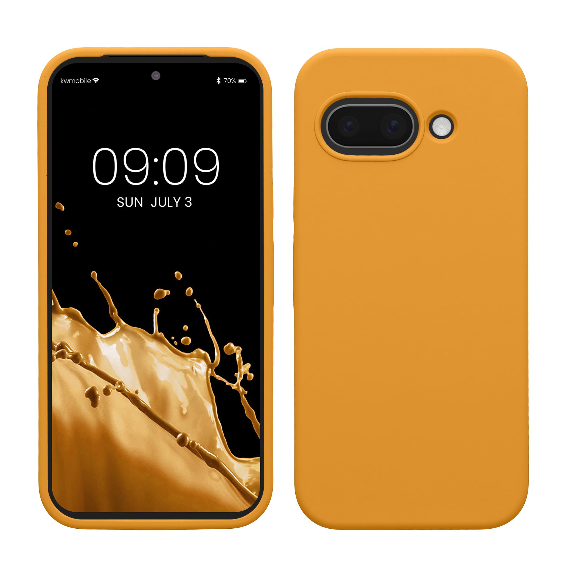 kwmobile Case Compatible with Google Pixel 9a Case - TPU Silicone Phone Cover with Soft Finish - Mango