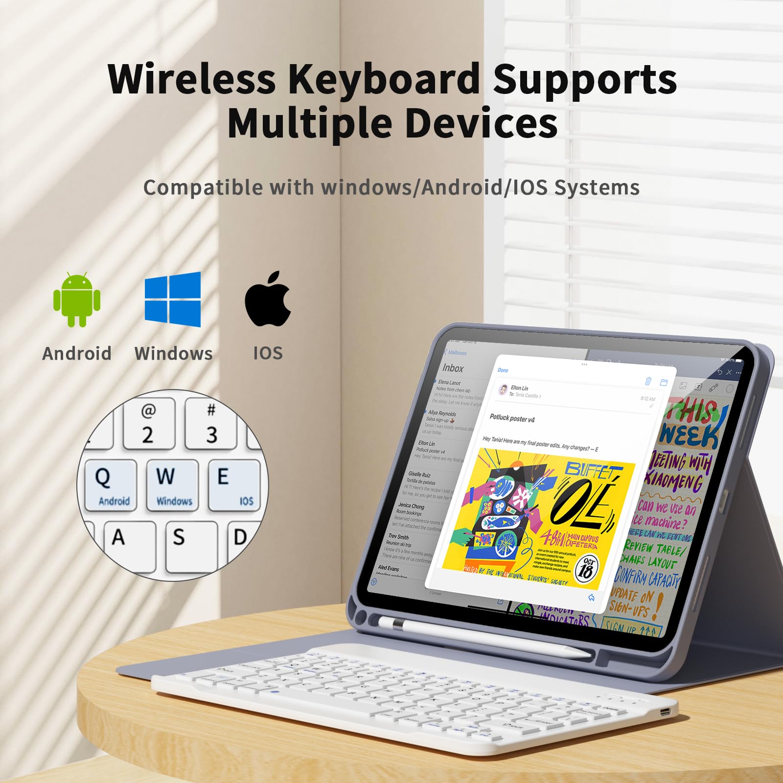 Kenke Keyboard Case For Ipad 10Th Generation 10.9 Inch 2022, Stand Folio Smart Cover With Magnetically Detachable Wireless Keybo