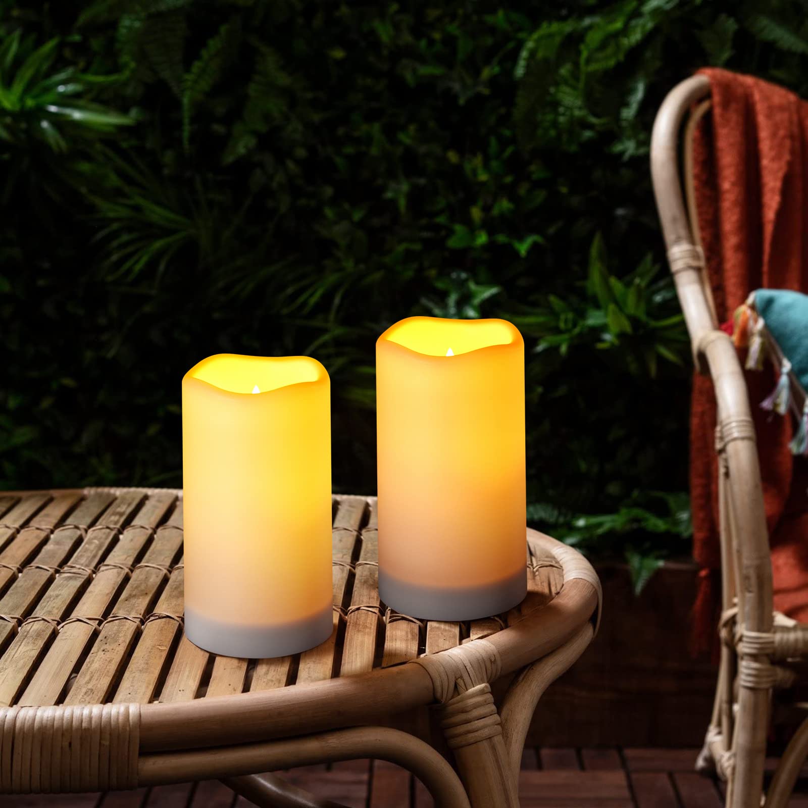 Solar Flameless Candles Outdoor Waterproof,Dusk To Dawn Outdoor Lighting, Flickering Fameless Reusable Led Light Candles For Lan